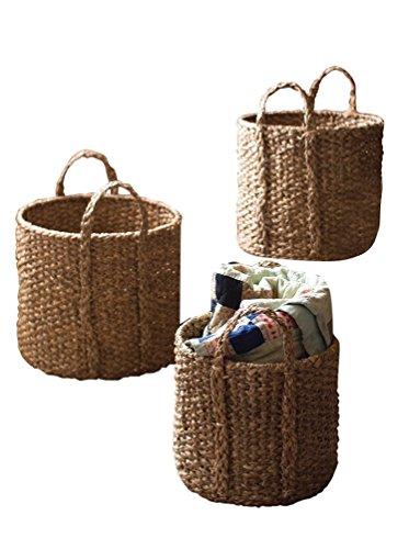 Kalalou Kalalou Seagrass Round Braided Storage Basket with Handle, Set of 3