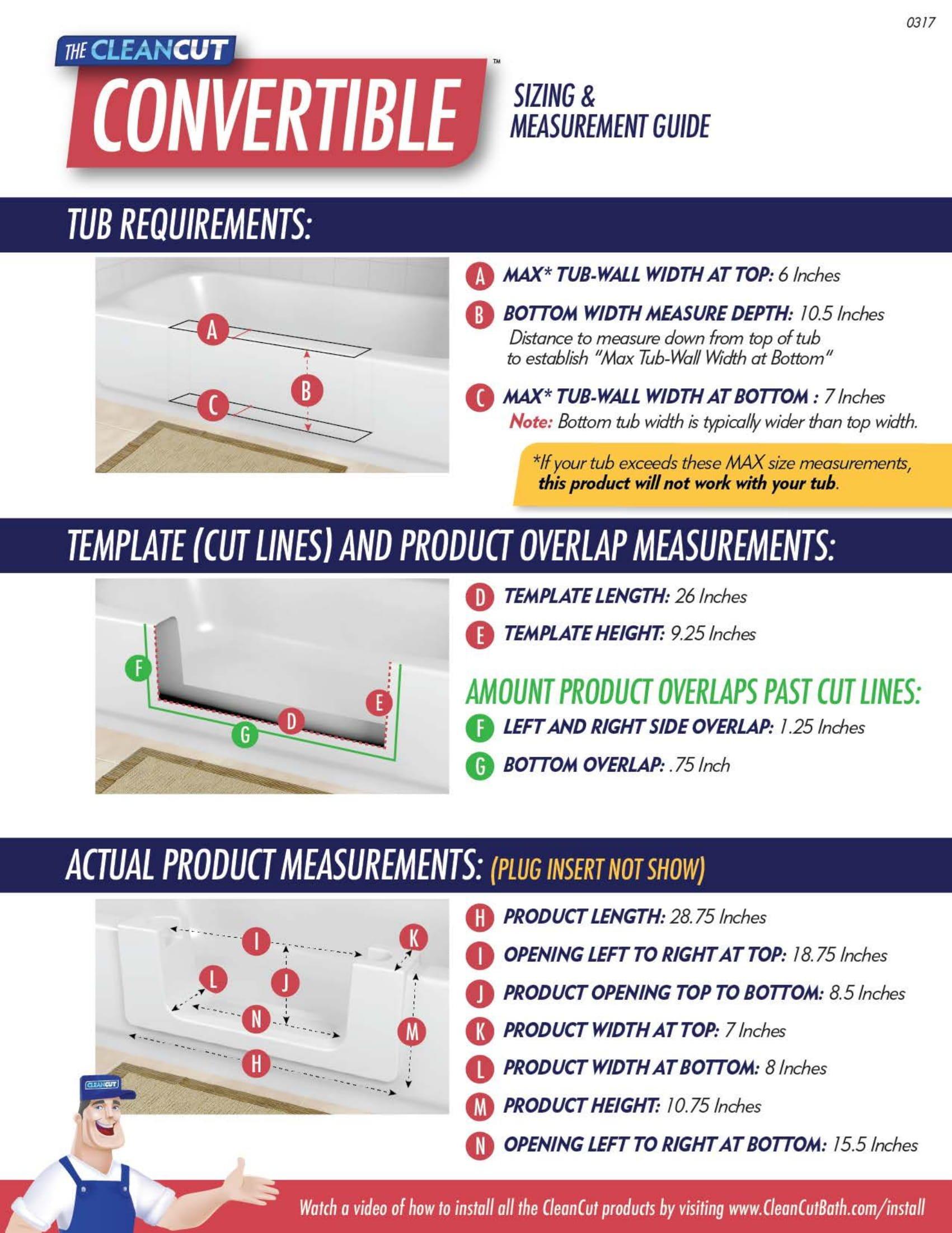 Cleancut CleanCut Convertible Bathtub Accessibility Kit - Convert Existing Tub to Walk-In Tub (White, Size Large)