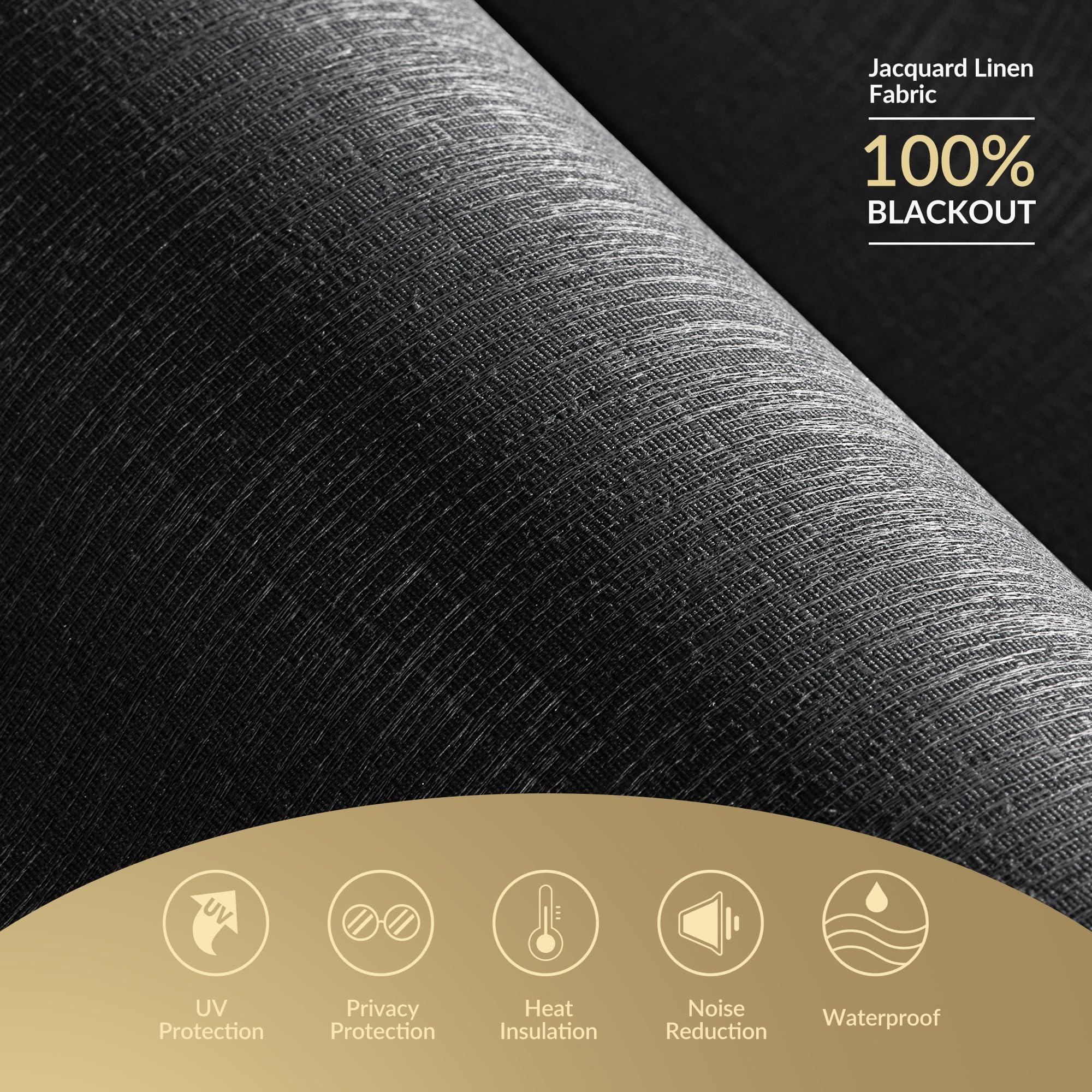 HOTSOON HOTSOON 100% Blackout Roller Blinds for Windows Cordless Roller Shades with UV Protection Jacquard Fabric, Room Darkening Thermal Insulated for Home, Easy to Install, Black, 41" W x 56" H