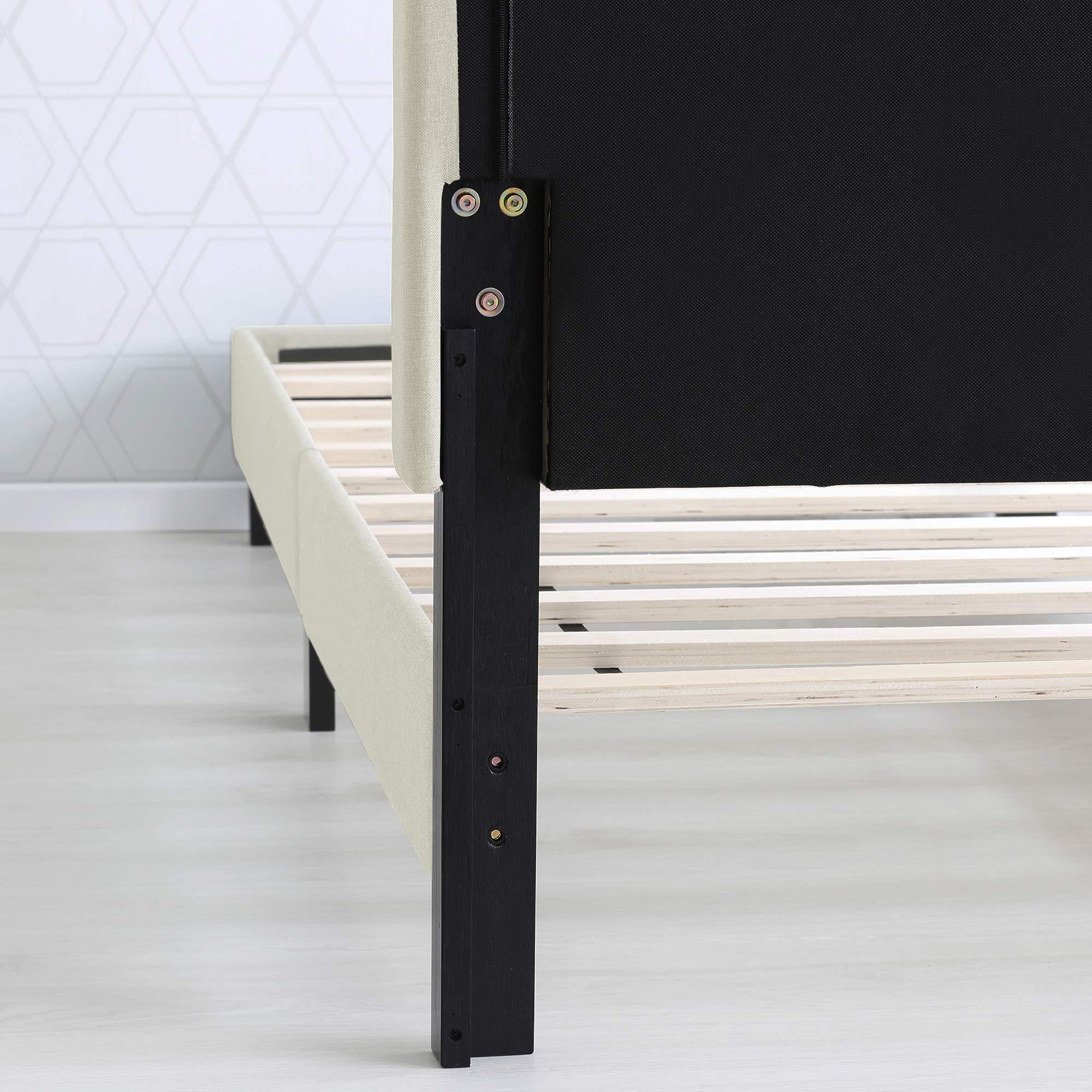 Furinno Furinno Laval Button Tufted Upholstered Platform Bed Frame, Twin, Linen