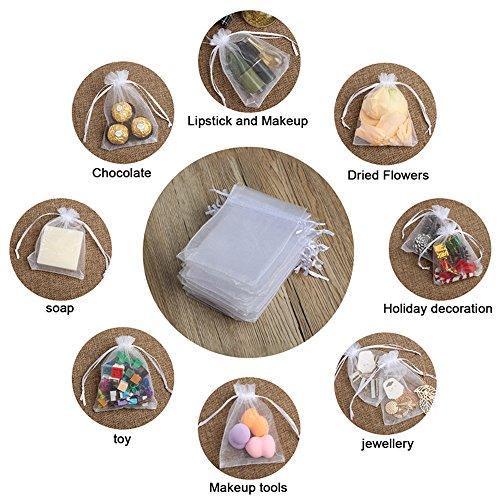 Hopttreely Hopttreely 100PCS Premium Sheer Organza Bags, White Wedding Favor Bags, 4x4.72 Jewelry Gift Bags for Party, Jewelry, Christmas, Festival, Bathroom Soaps, Makeup Organza, Wrapping Supplie