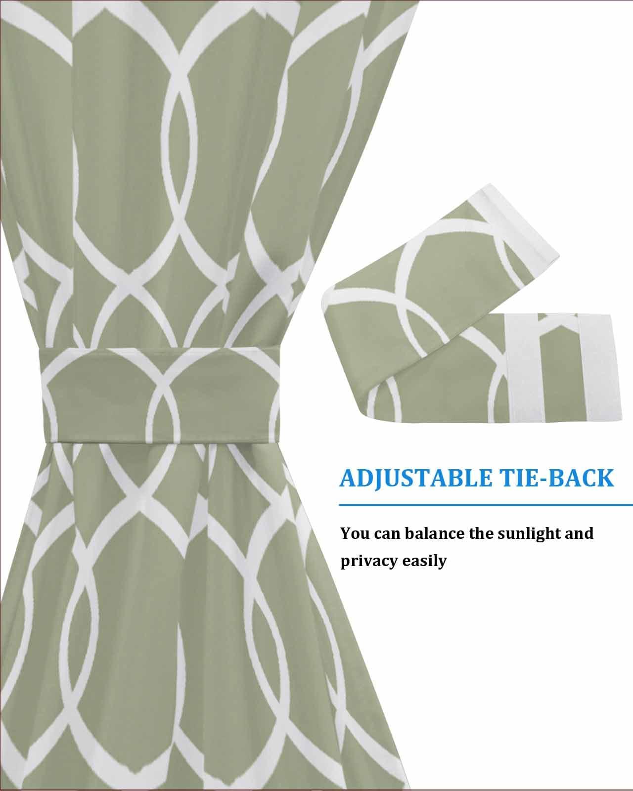 ZOE GARDEN Contemporary Sage Green, Blackout Door Curtains for French, Glass,Front, Back, Patio Door, Thermal Insulated Rod Pocket Window Curtain Drapes With Tiebacks, Geometric Abstract Morocco Plaid 54"x40"