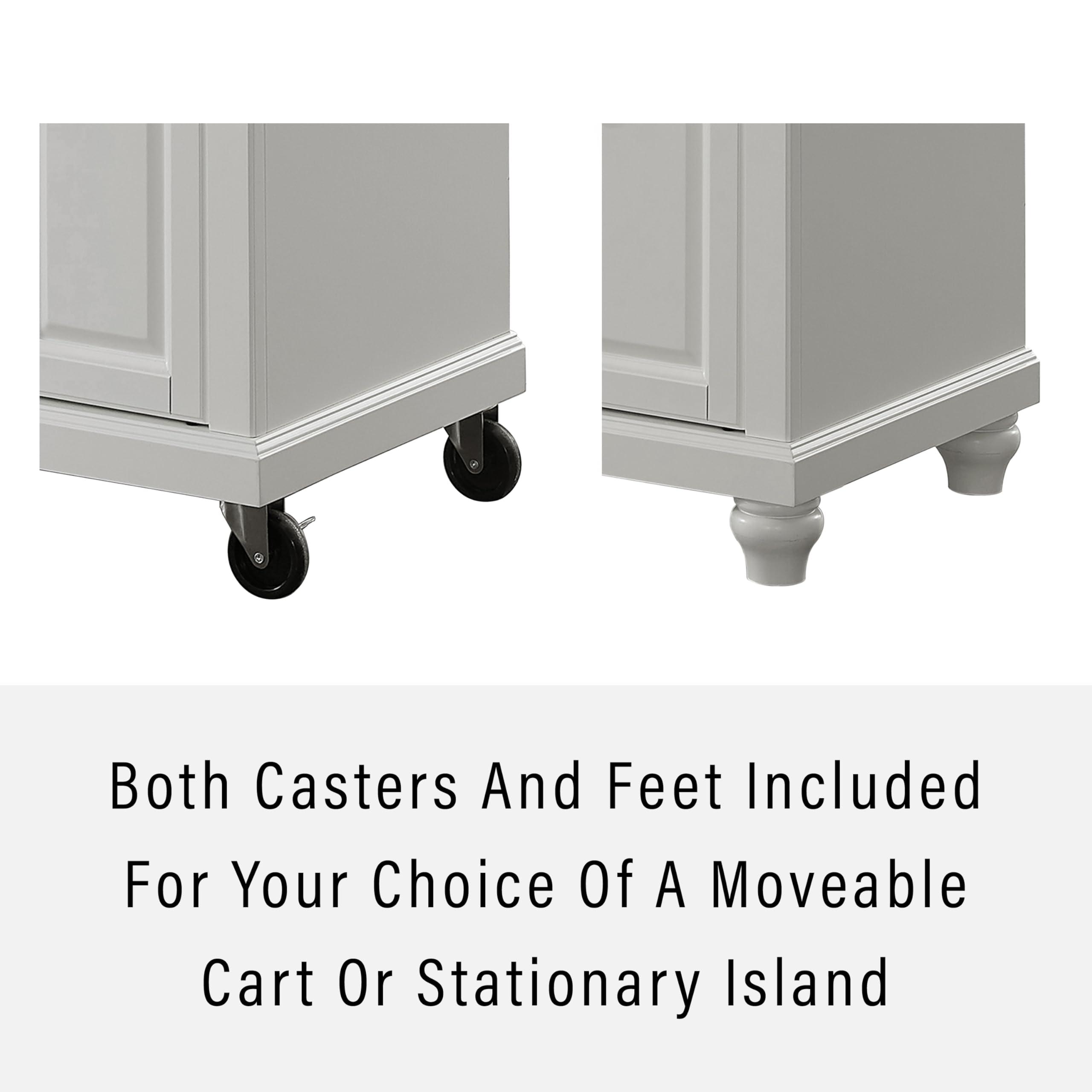 Crosley Furniture Crosley Furniture Cambridge Granite Top Small Portable Rolling Kitchen Island Storage Cart, Microwave Stand, White