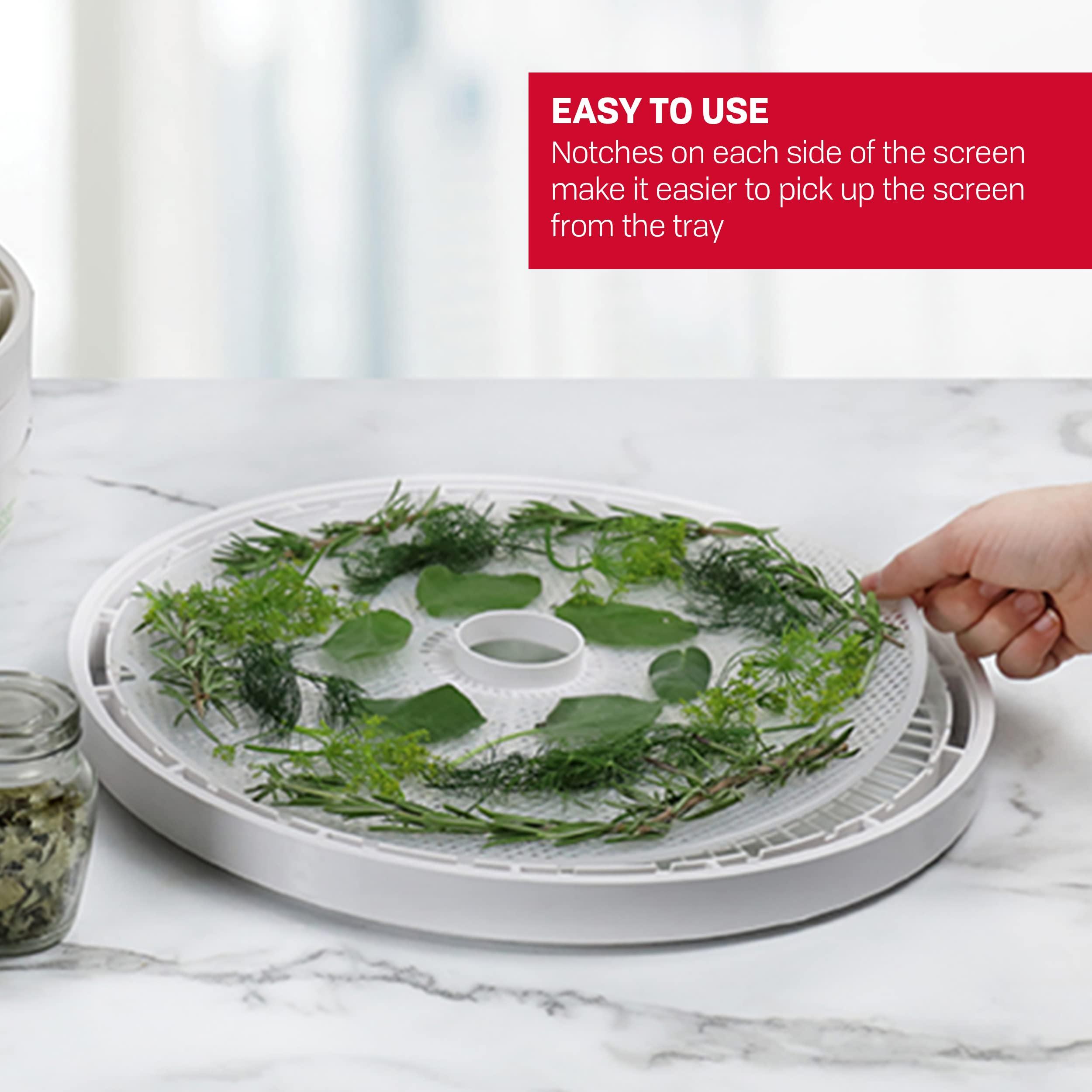 Nesco NESCO FD-75A Snackmaster Pro Food Dehydrator, For Snacks, Fruit, Beef Jerky, Gray & LM-2-6 Round Plastic Mesh 13 1/2" Clean-A-Screens, for Dehydrators, 2 Pack