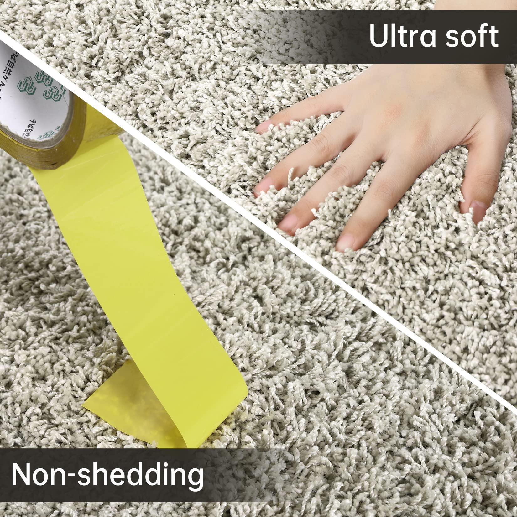 NANAN NANAN Living Room Rug 10x13 Shag Plush Rugs for Bedroom College Dorm Room Non Shedding Fluffy Bedside Rug Soft Shaggy Office Carpet Fuzzy Rugs for Nursery Aesthetic Rugs Ivory Grey