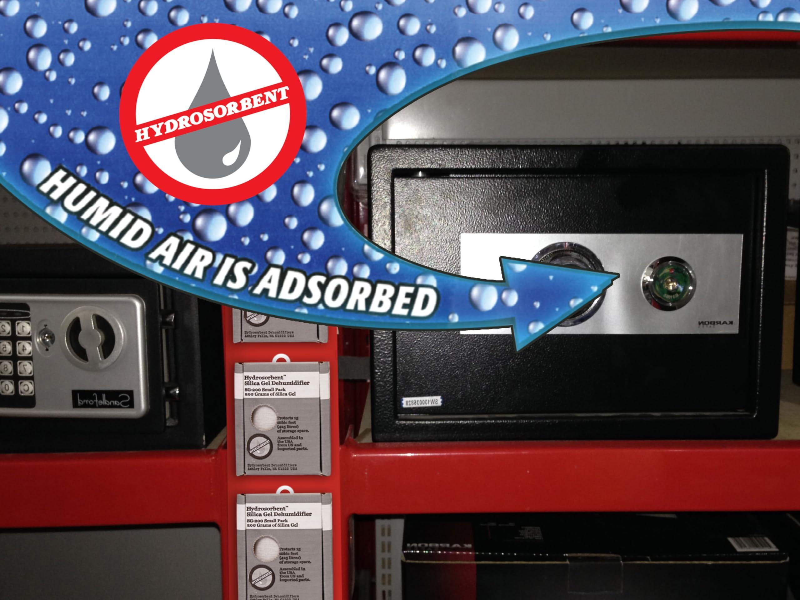 HYDROSORBENT HYDROSORBENT Gun Safe Dehumidifier Rechargeable Silica Gel 450 Gram Carton. Moisture Absorber. Reusable Desiccant Dehumidifier for Gun Safe Made in USA Silica Gel Desiccant. 1 Unit - SG450