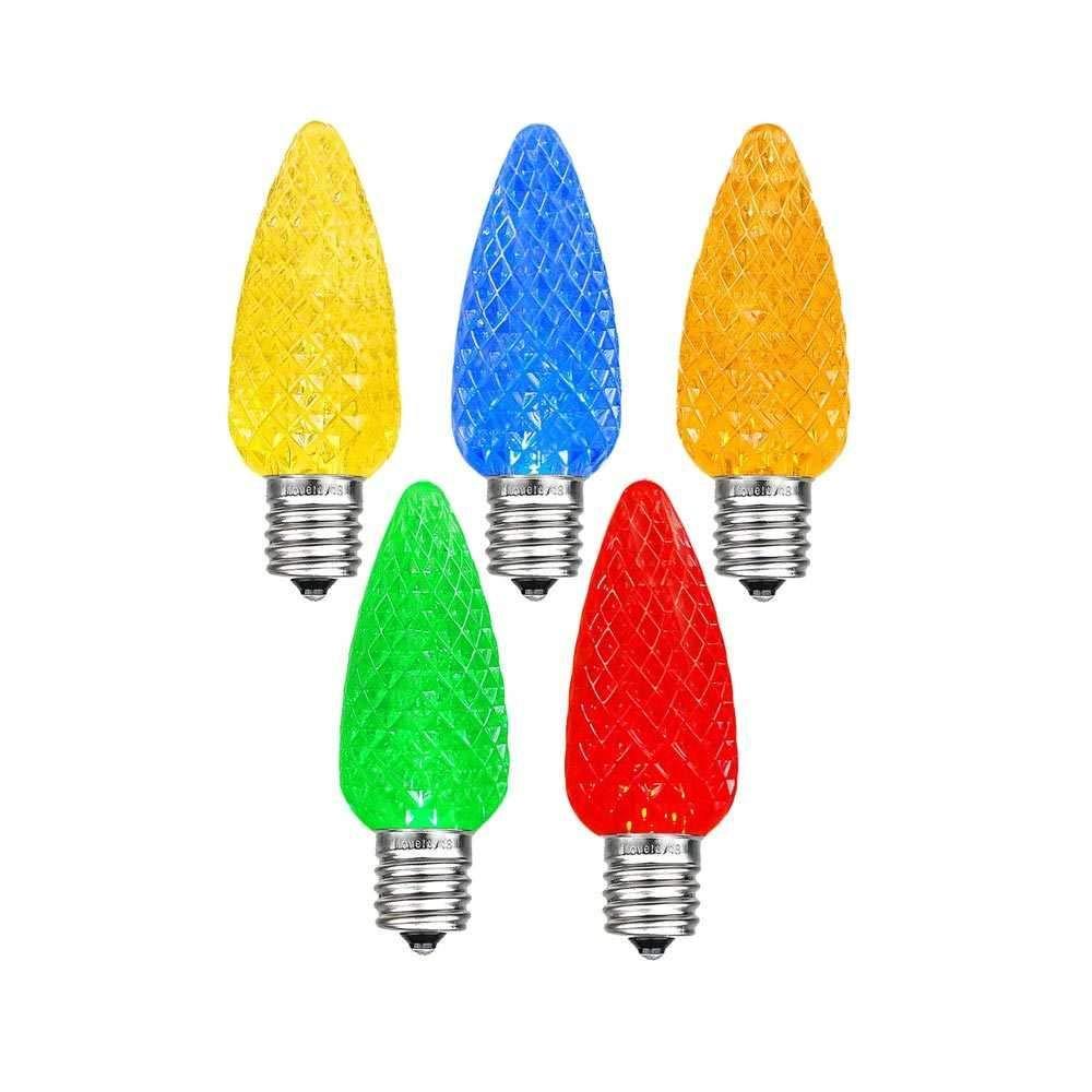 Novelty Lights Novelty Lights 25 Pack C7 LED Twinkle Outdoor Christmas Replacement Bulbs, Multi,C7/E12 Candelabra Base, 5 Watt