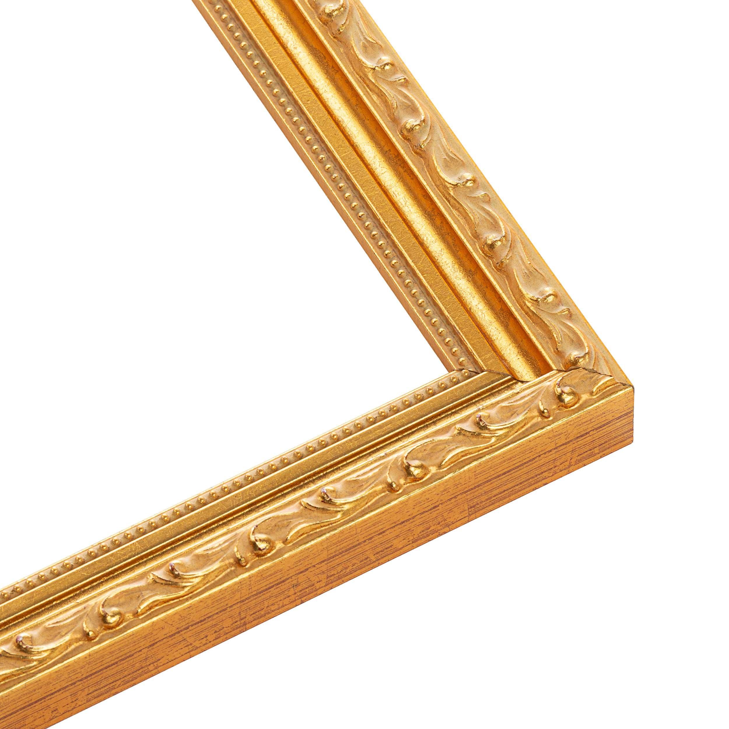 CustomPictureFrames.com 33x23 Frame Gold Ornate Solid Wood Picture Frame | 1.125 Inch Moulding Width | Chadwick Traditional Frame Complete with UV Acrylic Plexiglass, Foam Board Backing & Hanging Hardware