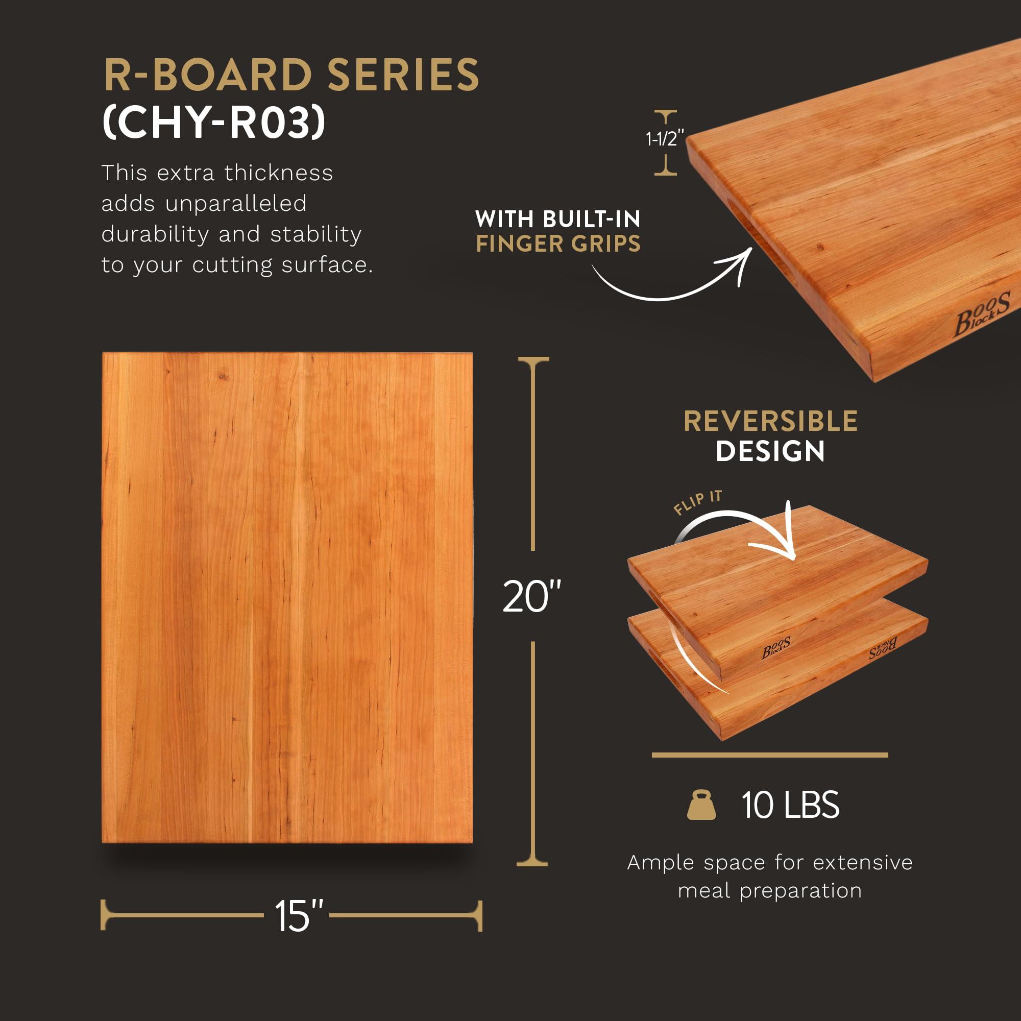 John Boos John Boos Block Large Reversible Wood Cutting Board w/Oil Finish, R-Board, 20\"x15\"x1.5\", Cherry