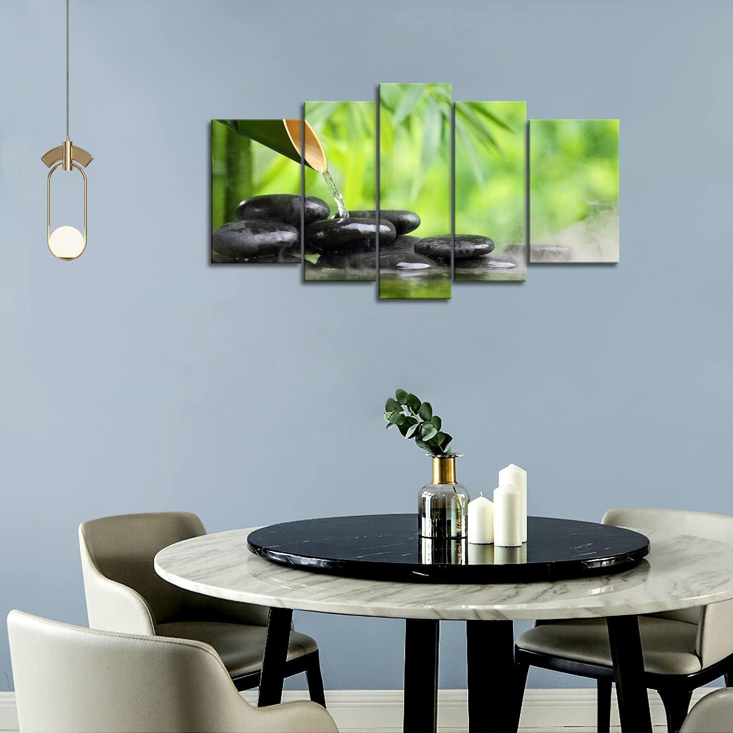 First Wall Art 5 Panel Zen Wall Art Green Spa Still Life with Bamboo Painting The Picture Print On Canvas Botanical Pictures for Home Decoration