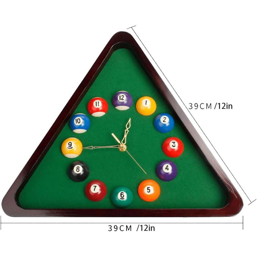HAODING HAODING Billiard Wall Clock, Resin Wooden Ball Clock, Creative Wall Clocks, Billiard Club Wall Clock,Snooker Billiard Triangle Clock Wall Clock, Billiards Player\'s Good Decorative Gift 30cm