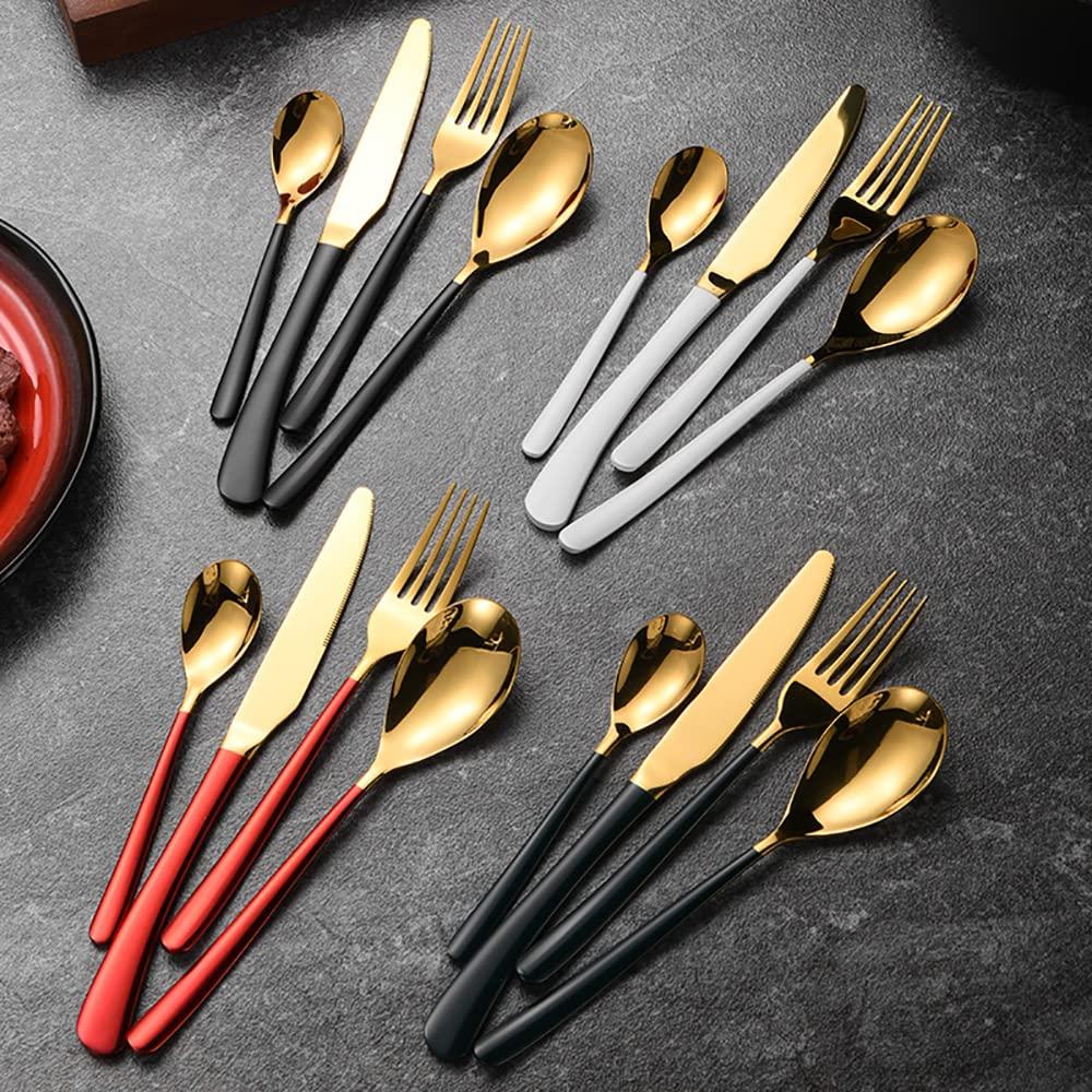 TWEE Black Silverware Flatware Set for 16, 48 Pieces Food-Grade Stainless Steel Flatware Cutlery Set,Kitchen Utensils Tableware Include Spoons Forks Knifes for Home Kitchen Restaurant Wedding Christmas