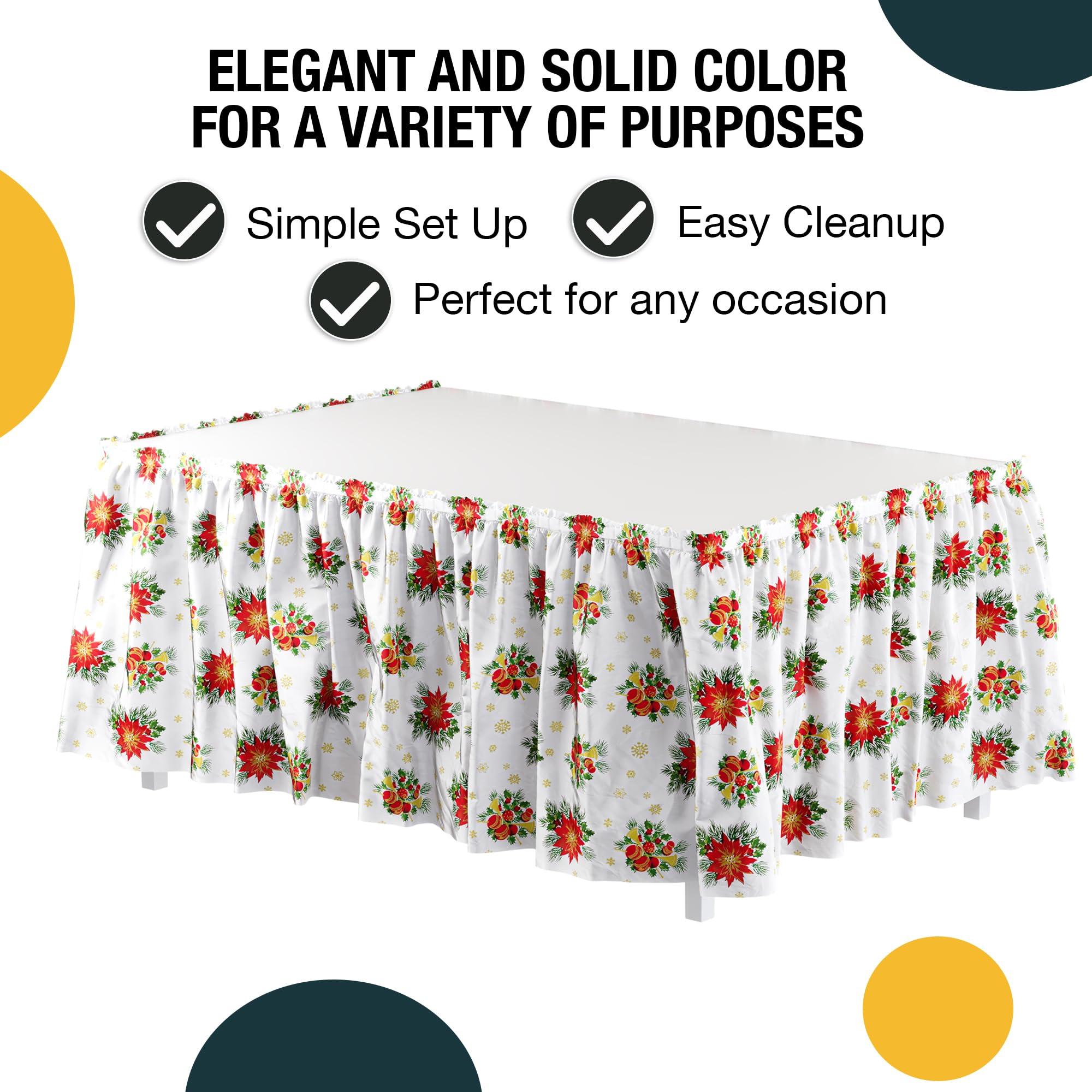 Exquisite Exquisite Holiday Table Skirt 48 Pack 29\" X 14\' Disposable Plastic Table Skirts for Rectangle Tables 6ft + or Round Tables - Ruffle Table Skirt with Adhesive Strip - Gender Reveal Decor & Party