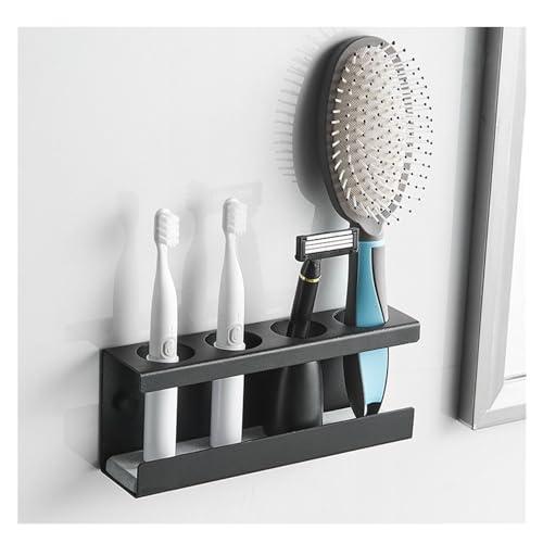 SENBAILU SENBAILU Toothbrush Rack Aluminum Toothbrush Holder Wall-Mounted Gun Gray Toothpaste Holder 4-Slot Storage Rack Easy to Install Without Drilling Bathroom Toothbrush Holder(S20cm)