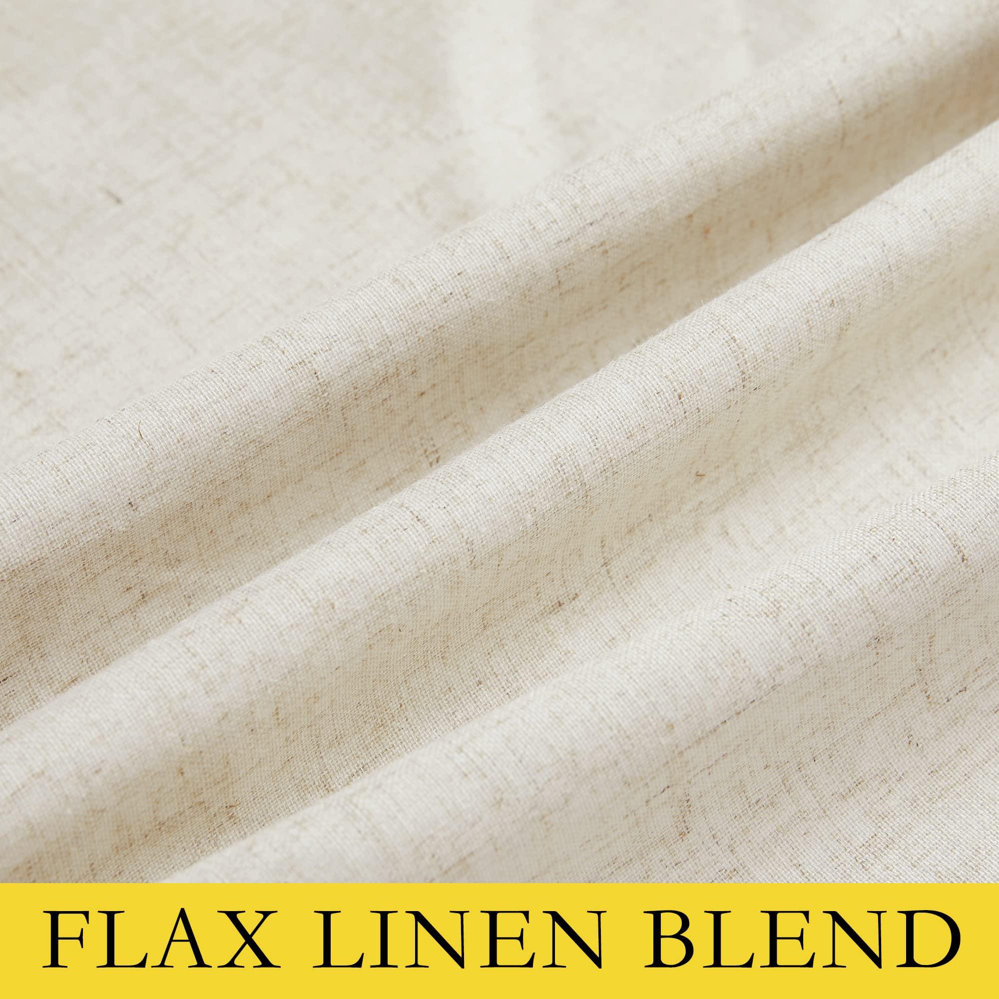 NICETOWN NICETOWN Natural 100% Blackout Linen Curtains 84 inches Long Burg 2 Panels Set for Bedroom, 52" Wide, Farmhouse Thick Completely Blackout Window Treatment Thermal Insulated Drapes for Living Room