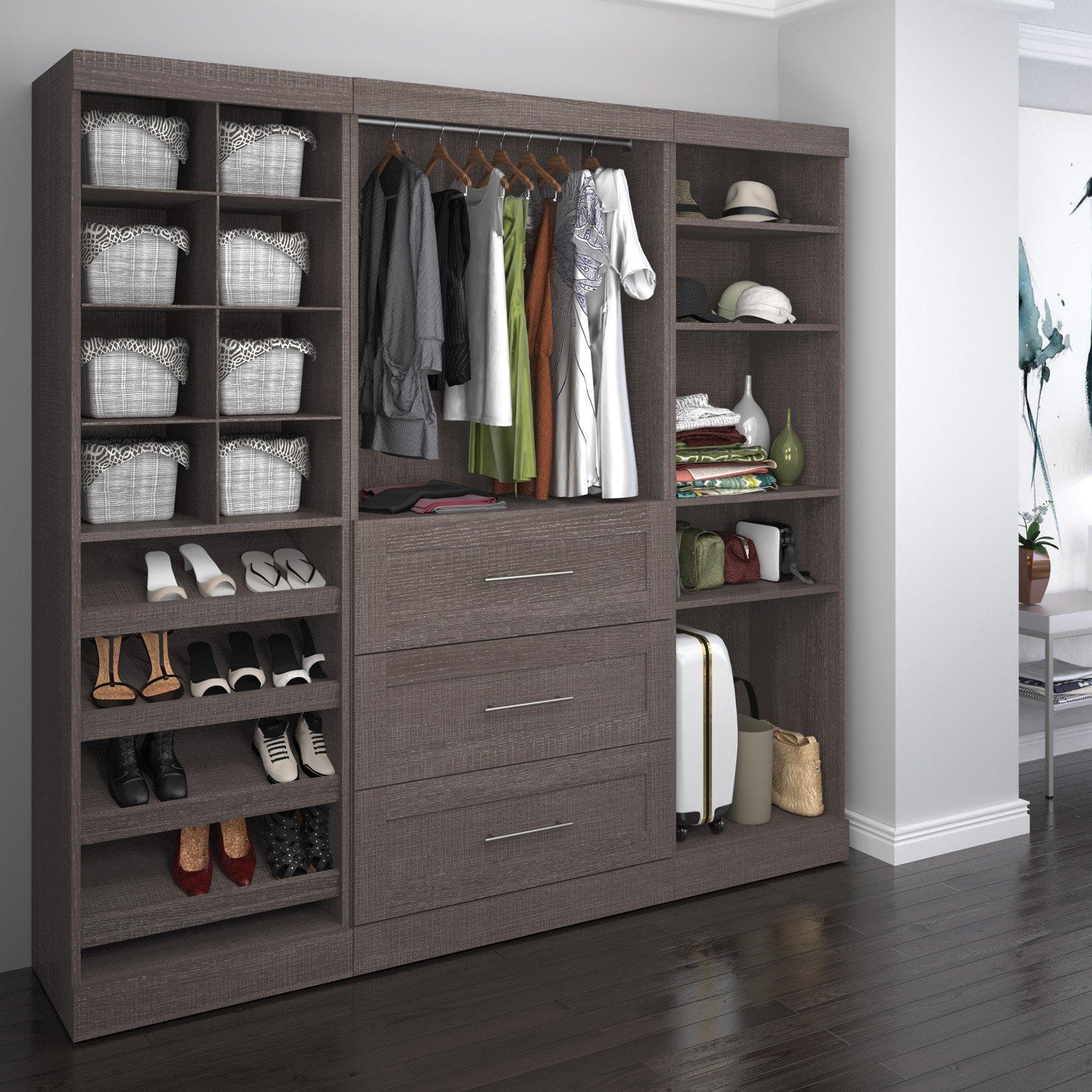 Bestar Bestar Closet Organizer System 86-inch for Walk-In Closets, Bedroom, Entryway, Pur Collection, Modern, White