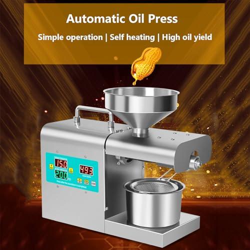 forplubossmmp Automatic Oil Press Machine with Cold Pressing and Hot Pressing Modes, Electric Oil Expeller Machine Stainless Steel Oil Press for More Than 20 Kinds Of Raw Materials, High Oil Yield