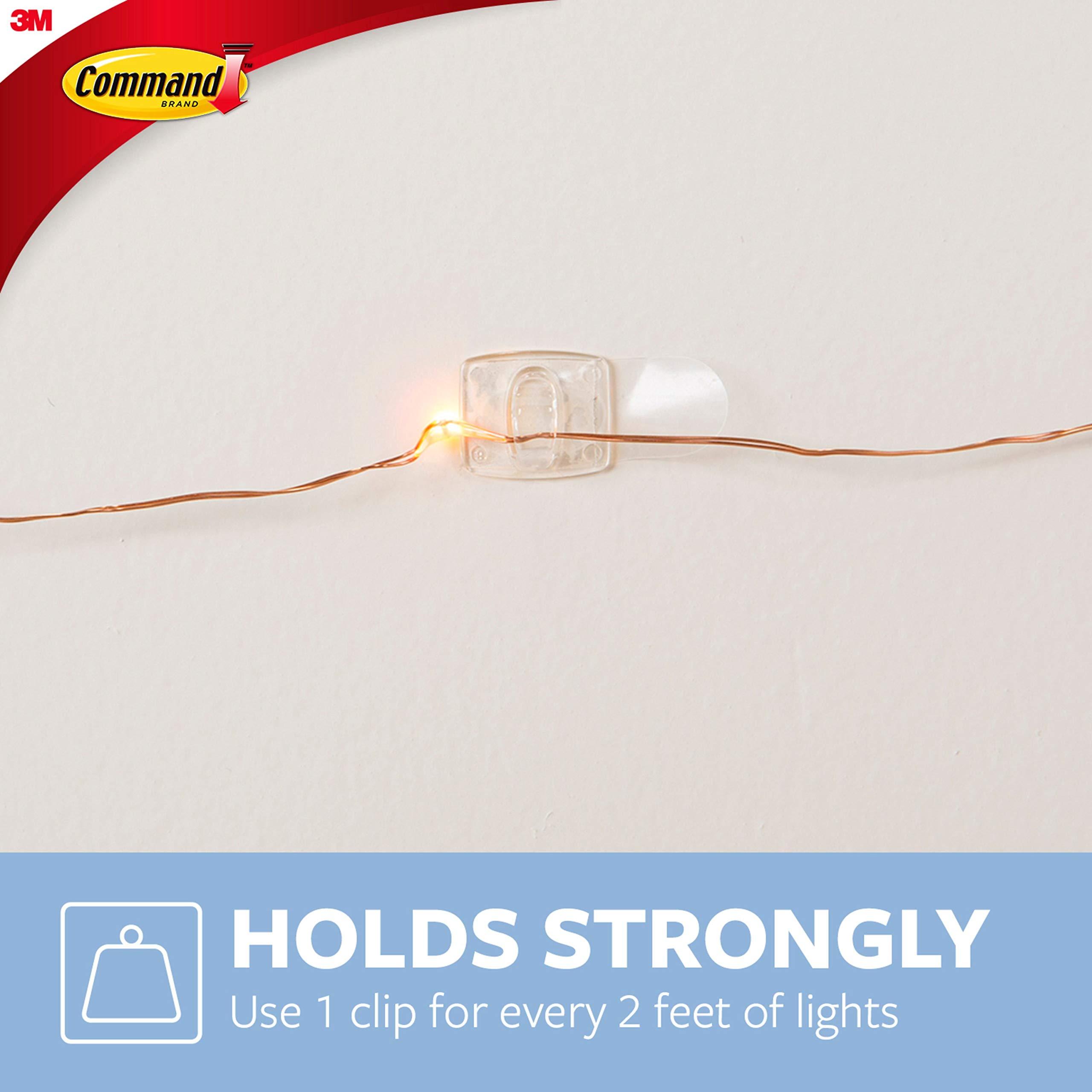 Command Command Indoor Mini Light Clips, Damage Free Hanging Christmas Light Clips, Mini Wall Clips for Hanging Indoor Christmas Decorations, Lights and Cables, 45 Clear Clips and 54 Command Strips