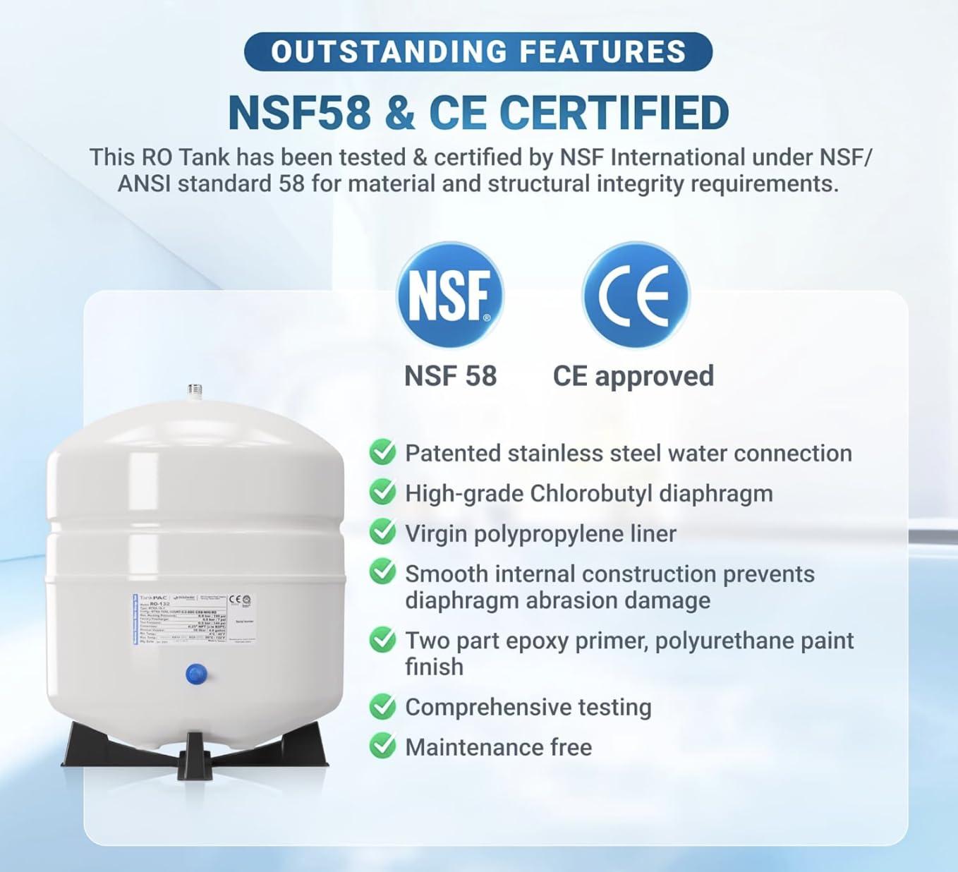 Oceanic Water Systems Reverse Osmosis Water Storage Pressure Tank 4.5 Gallon (3.2 Gal Capacity) Plus Tank Valve and 1/4\" Tubing by Oceanic Water Systems