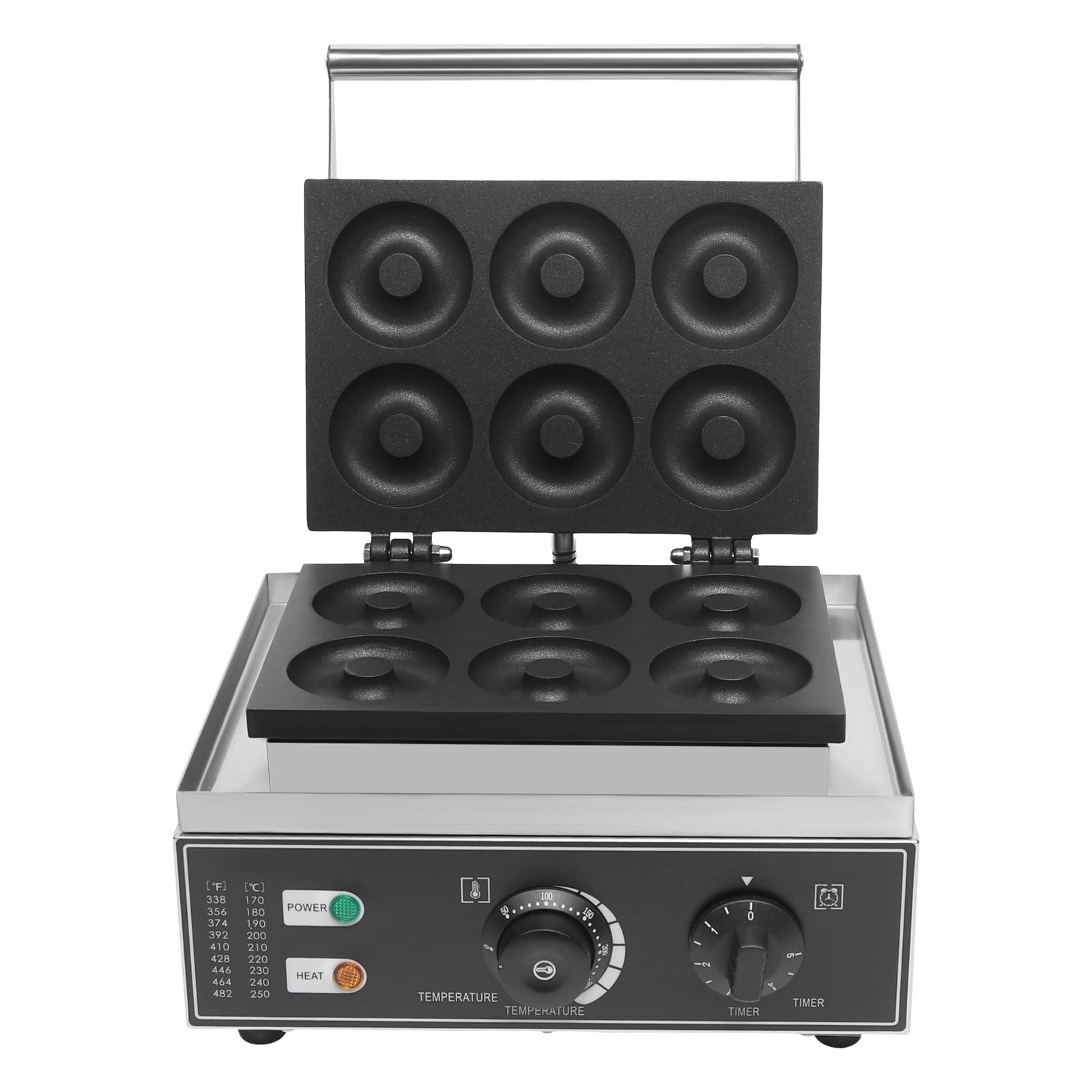 WBGANG 1550W Donut Maker Machine For Home Commercial Waffle Maker,Mini Donut Maker Machine Commercial 6 Holes Electric Doughnut Maker Waffle, Donut Bake Machinenon-Stick Time&Temp Control Double-Side Hea