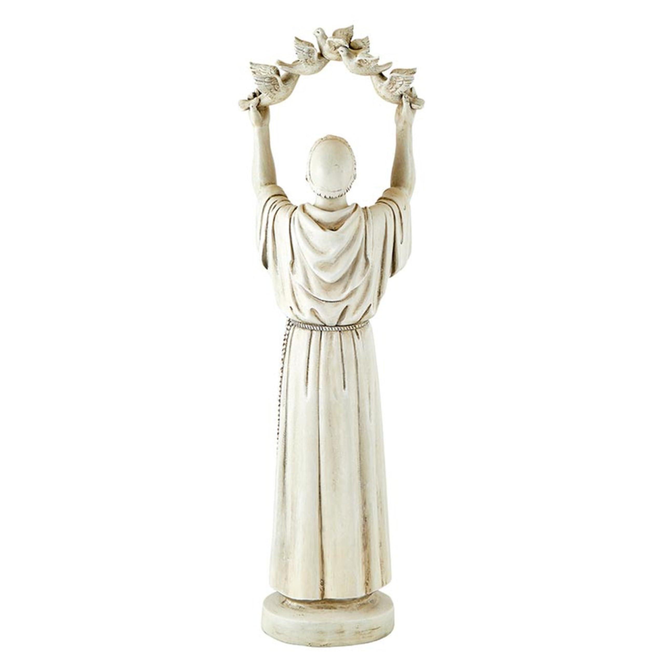 Christian Brands Avalon Gallery Outdoor Sculptures Saint Francis of Assisi Inspirational Stone Resin Garden Statue, 25.5-Inch, with Dove