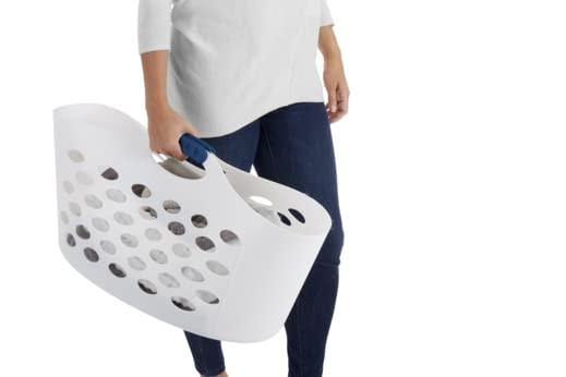 Rubbermaid Rubbermaid 1.5 Bushel Capacity Durable Versatile Flex N Carry Portable Flexible Laundry Basket With Convenient Carrying Handles, White, Organization and Storage for Laundry/Garage/Home
