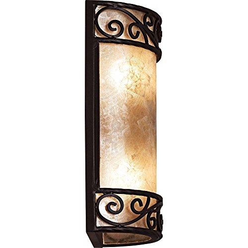 John Timberland John Timberland Natural Mica Rustic Wall Mount Light Fixture Walnut Brown Metal Iron Scroll 12 1/2" Curved Sconce Decor for Bedroom Bathroom Bedside Living Room Home Hallway Dining Kitchen
