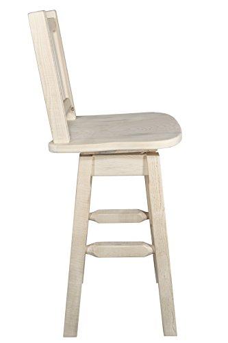 Montana Woodworks Montana Woodworks Homestead Collection Counter Height Barstool with Back & Swivel, Laser Engraved Elk Design, Ready to Finish