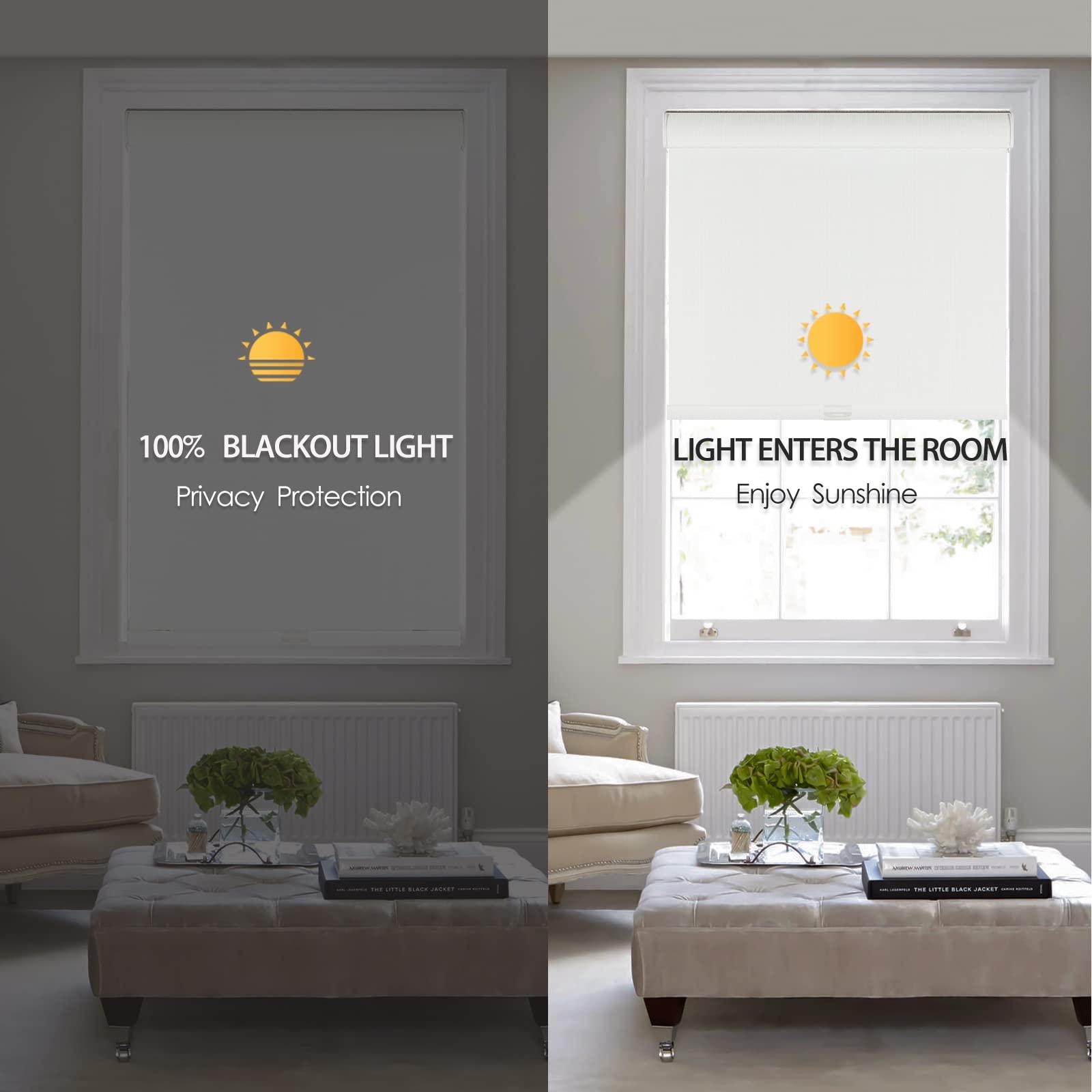 Tonature Tonature White Cordless 100% Blackout Roller Shades for Window Blinds with Valance, Free-Stop Thermal Insulated Roller Blinds for Windows Shades for Bedroom, Living Room,Home Office(39"W x 72"H,White)