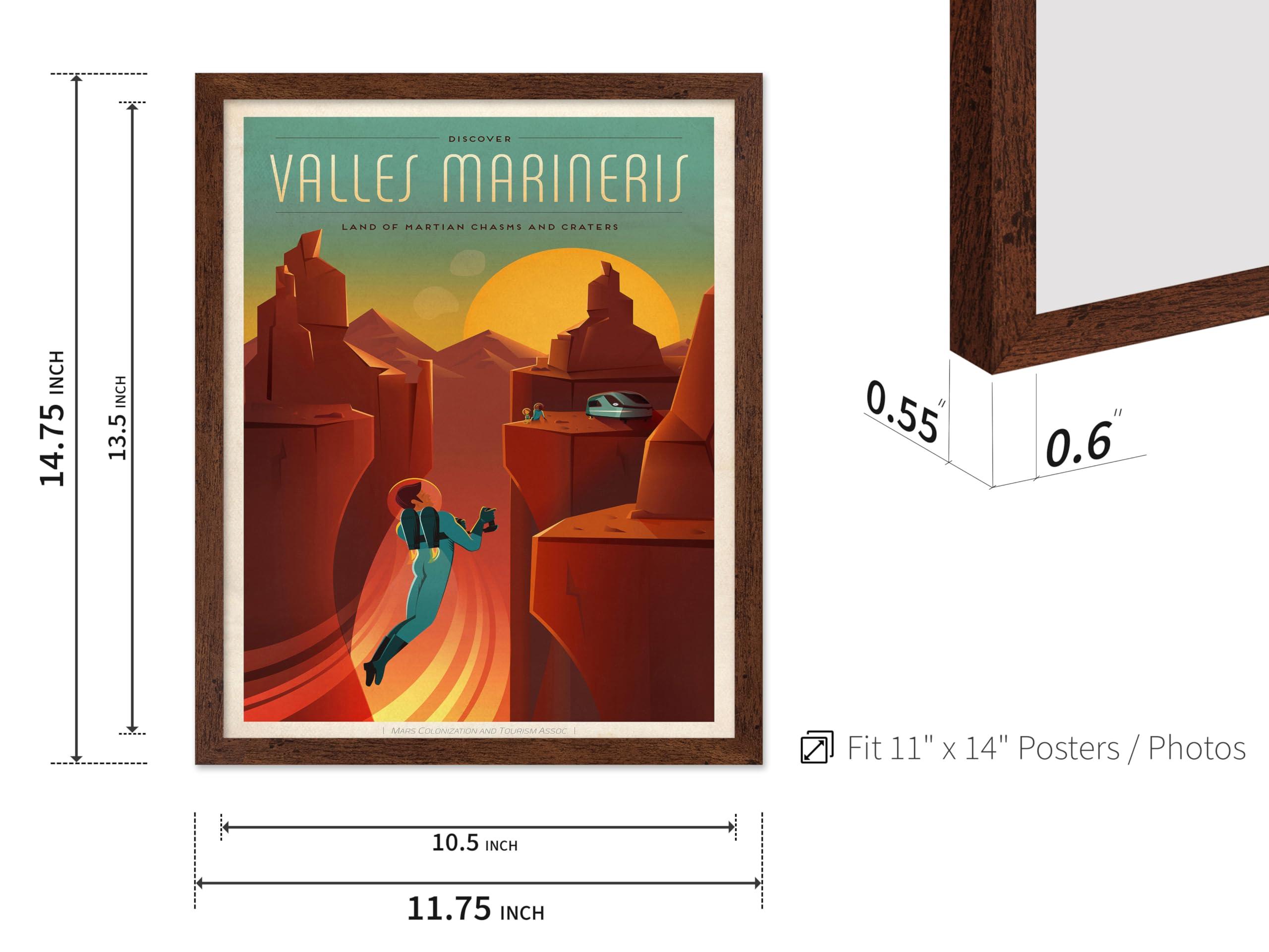 Poster Master Poster Master Astronomy Poster - Valles Marineris Travel Poster - Gift for Astronomers and Space Exploration Enthusiasts - Wall Decor Home, Office, Living Room, 11x14 Brown Framed