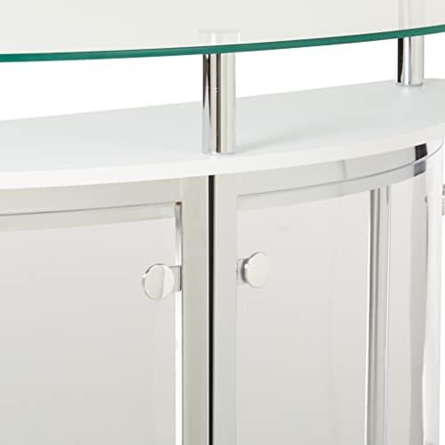 Coaster Home Furnishings Coaster Home Furnishings Amarillo Contemporary Glass Top Freestanding Home Bar Cabinet White 101066