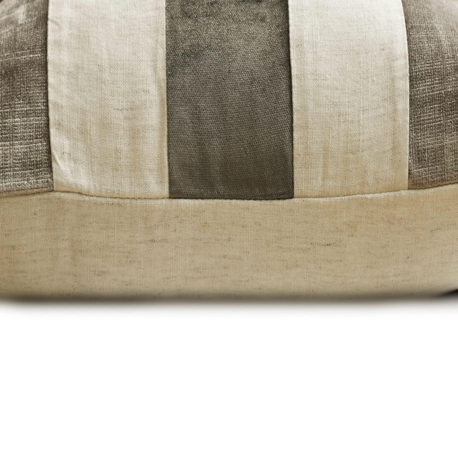 Fabric Mart Direct Fabric Mart Direct Cushion Cover Sofa, Decorative Grey 12\"x12\" (30x30 cm) Throw Pillow Covers, Velvet Patchwork Throw Pillows for Sofa, Striped Pattern Modern Style Easter - Velvet Band Grey