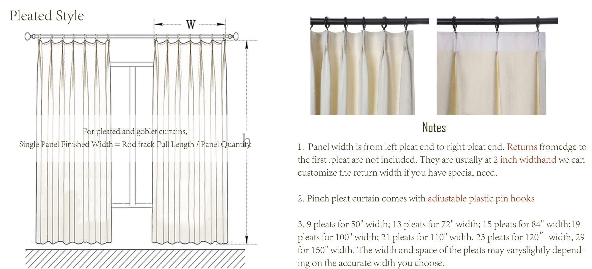 DotheDrape DotheDrape Pinch Pleat Linen Curtain 70 Width 96 Inch Long for Living Room, Sliding Door, 1 Panel, Black