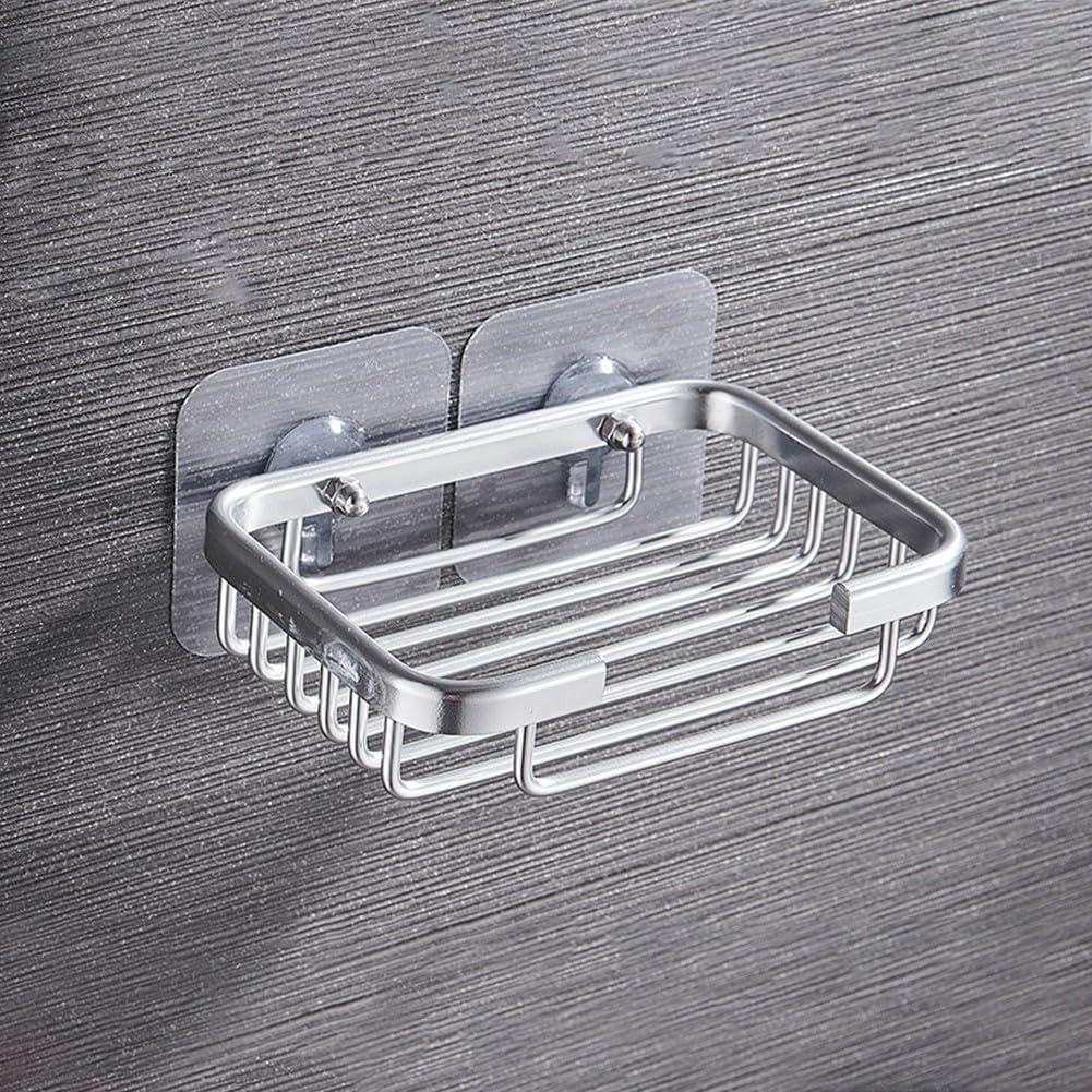 Ameurey Ameurey Soap Dish Holder for Shower Wall, Metal Strong Suction Soap Dish Holder, Wall Mounted Self Adhesive Soap Rack, Bathroom Shower Bath Net Drain Case Tray (Silver)