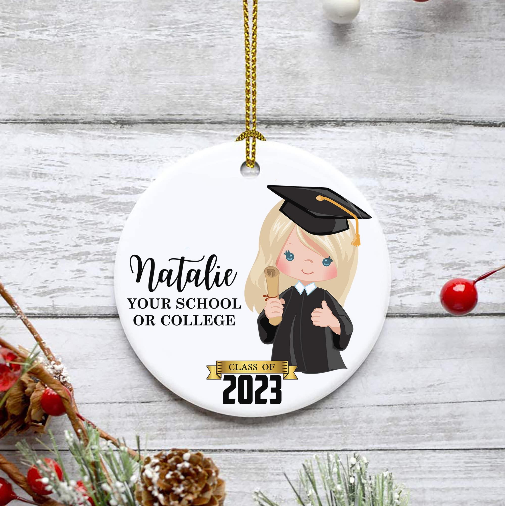 SsofieStore Personalized Graduation Ornament - Custom Graduates Name and School College Class of 2023 Ornament, Senior Year Keepsake