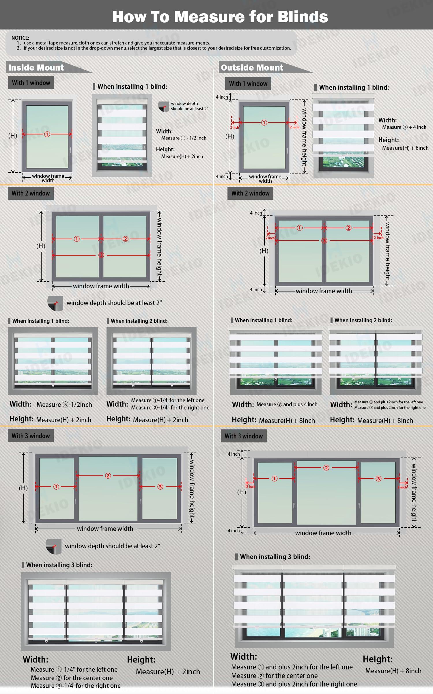 IDEKIO Zebra Blinds for Windows,Custom Size Cordless Zebra Roller Window Blinds, Dual Layer Blackout Roller Shades,Day and Night Blinds for Door,Office,Grey,53 3/4" W x [20" H to 98" H Customize]