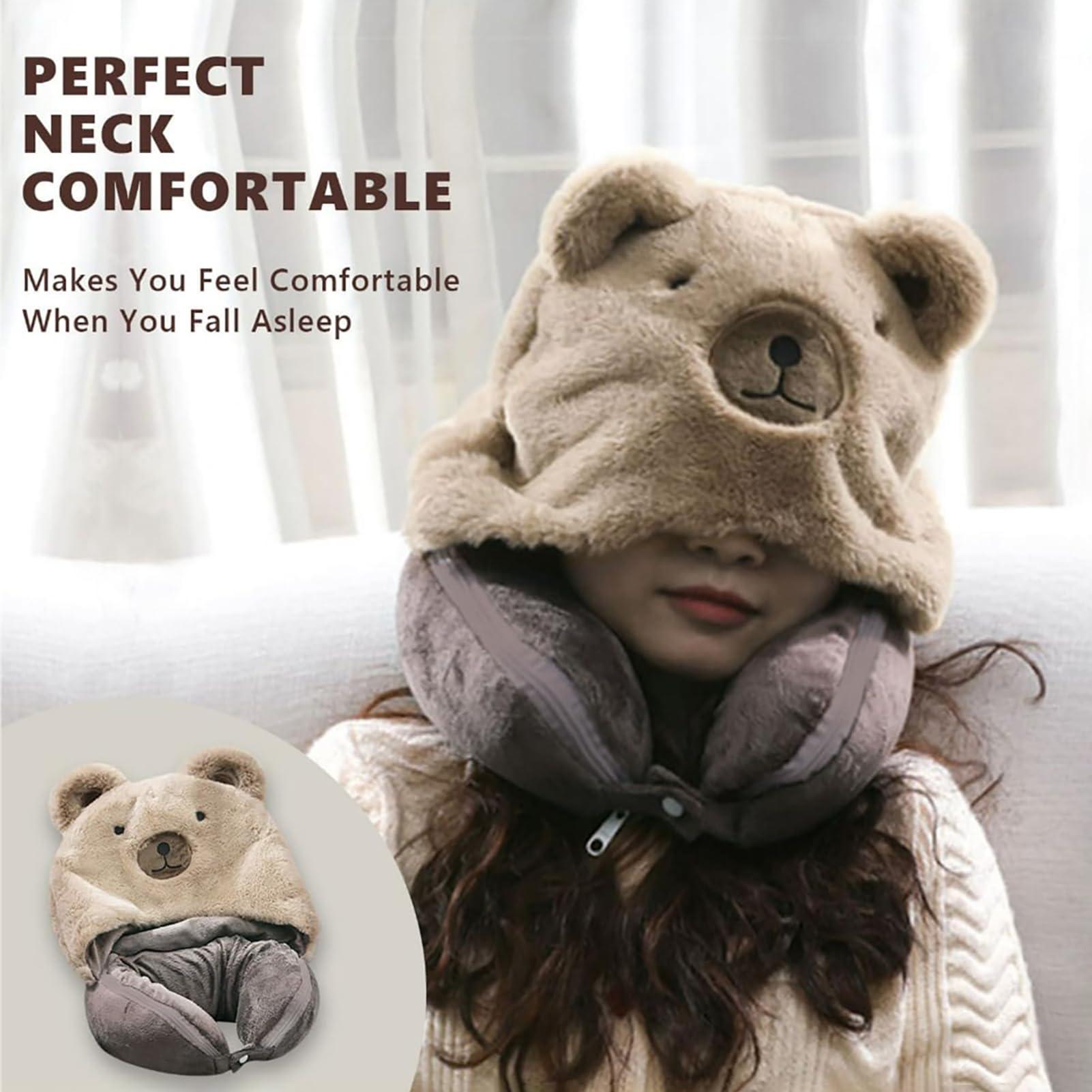 HomeLoft Basics Travel Neck Pillow Blanket Set - 2 in 1 Travel Head Pillow Blanket | Travel Pillows with Hat, Hoodie Travel Neck Pillow, Neck Pillow Head Chin Support, Travel Pillow Blanket for Car Road Trip Home