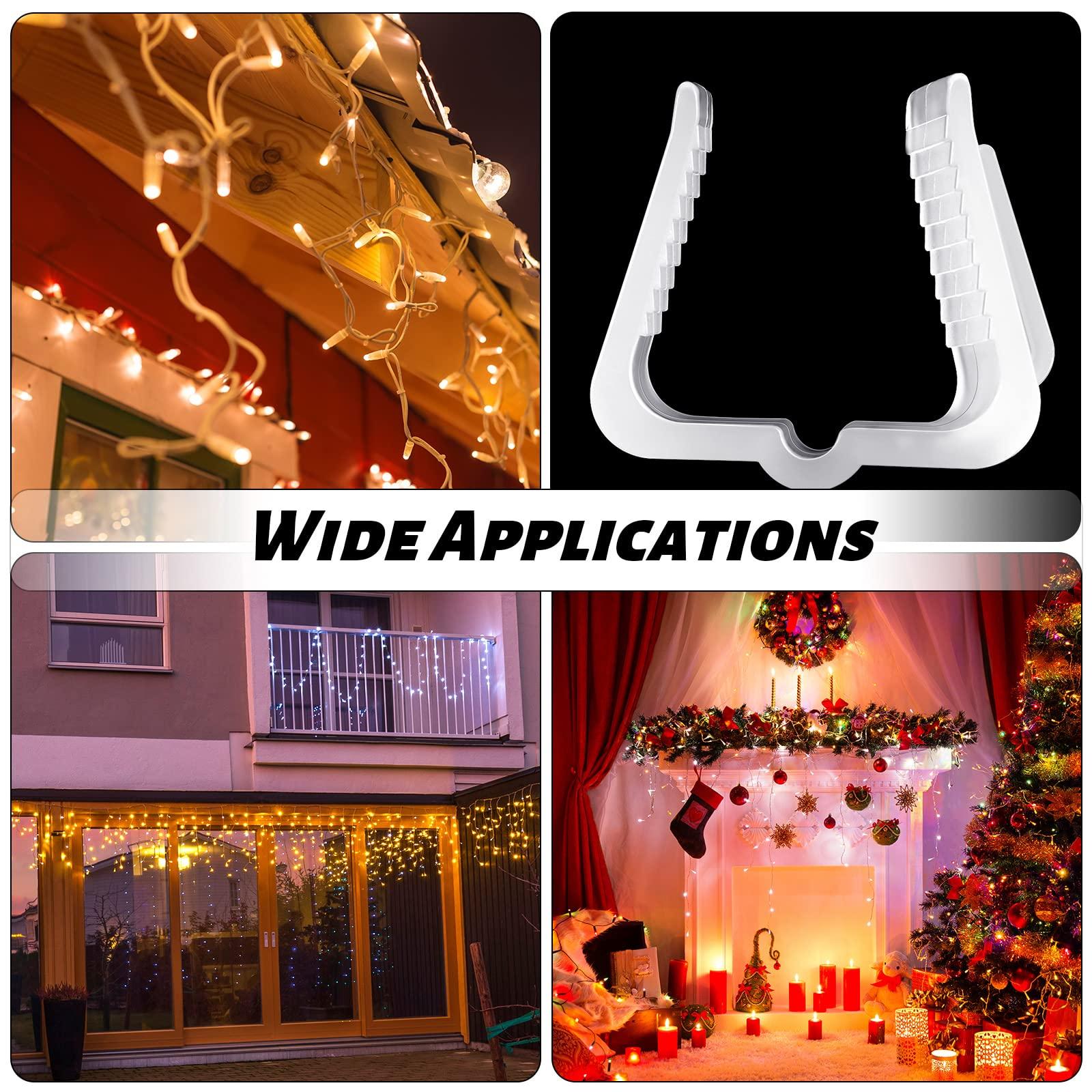 Marsui Marsui 500 Pcs Christmas Light Clips Outdoor Roof Hooks 1 5/8 Inch Fascia Boards Hanger Plastic Holiday Light Clip for Xmas Outside Decoration Roof Gutter Fence Eave (White)