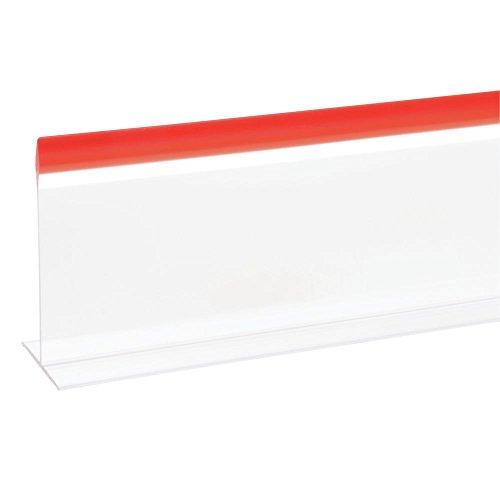 JET PLASTICS Meat Case Divider Shelf Divider Clear with Red Trim T Shape - 30"L x 3"H