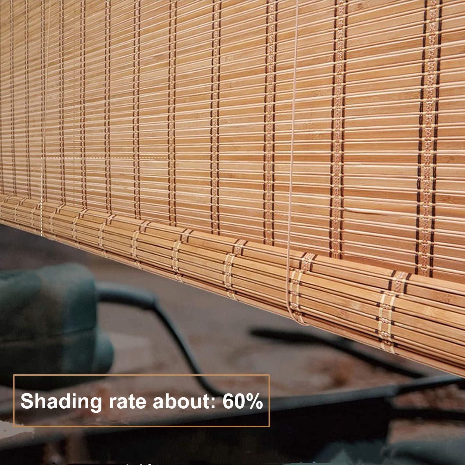 Suwooy Natural Bamboo Roller Blinds,60% Light Filtering Roll Up Shades,Retro Decorative Curtains,Indoor Outdoor Bamboo Blinds 45-150cm Wide,Roman Blinds,Breathable Sun Shades,WH-140x240cm/55x94in