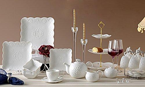 Jusalpha Jusalpha Cupcake Stand 3 Tier White Porcelain Cake Stand Dessert Stand Tea Party Serving Platter, Comes in a Gift Box- Free Sugar Tong (White)