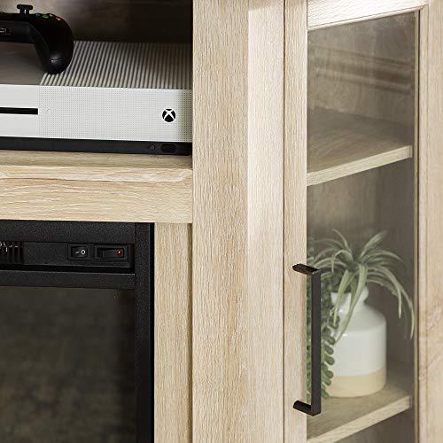 Walker Edison Walker Edison Alcott Classic Glass Door Fireplace Corner TV Stand for TVs up to 55 Inches, 48 Inch, White Oak