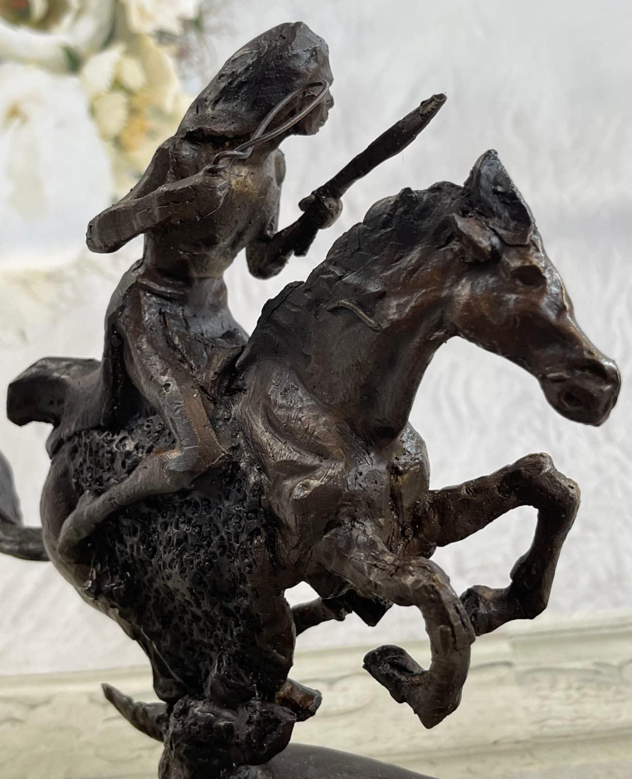 EUROPEAN BRONZE Cheyenne 10" Length Solid Bronze Statue Sculpture by Frederic Remington Medium by Think Bronze Classy