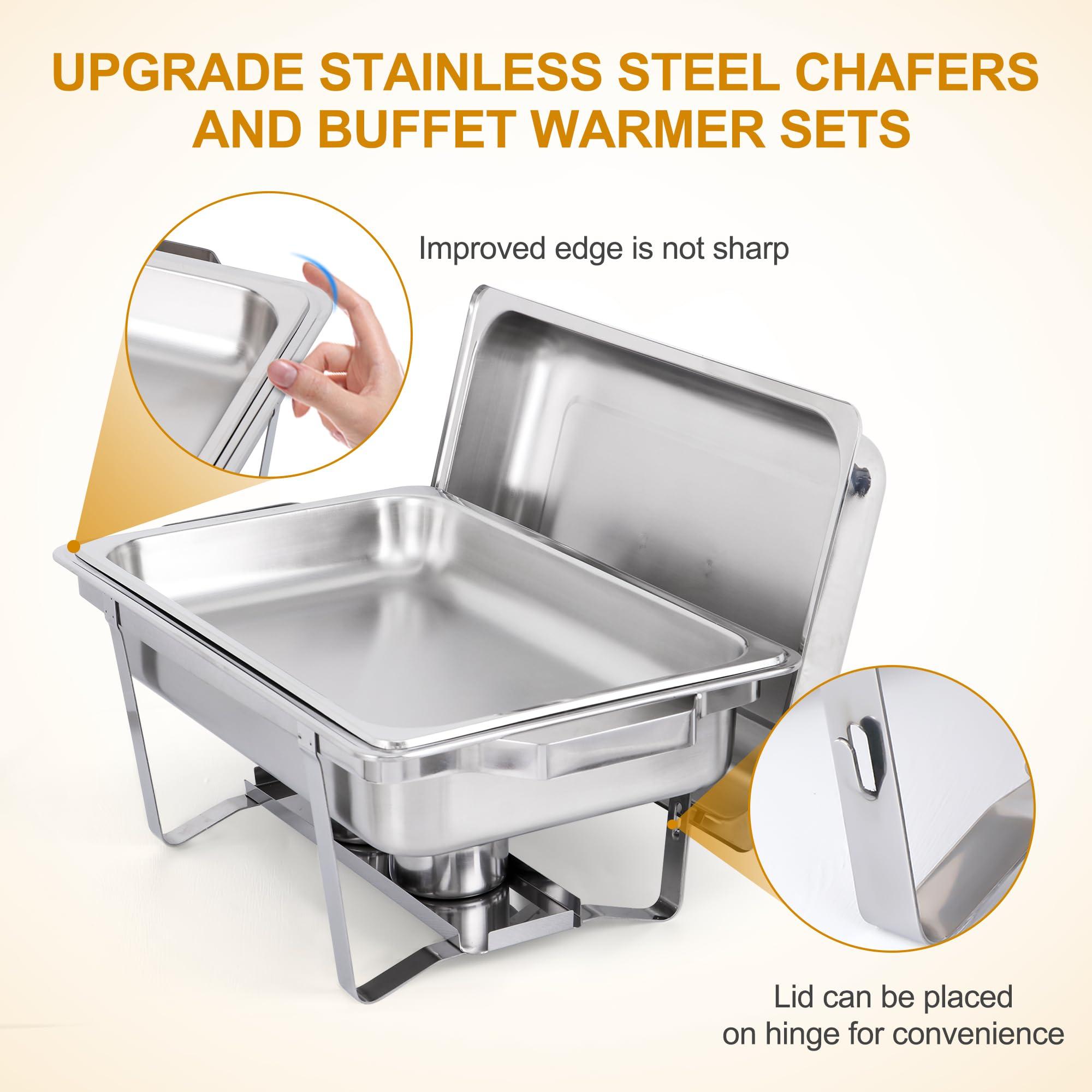 Nova Microdermabrasion Chafing Dish Buffet Set 8 Qt Stainless Steel Complete Chafer Set Catering Warmer Set with Water Pan, Fuel Holder for Parties, Dinners, Catering, Buffet and Weddings 2 Silver
