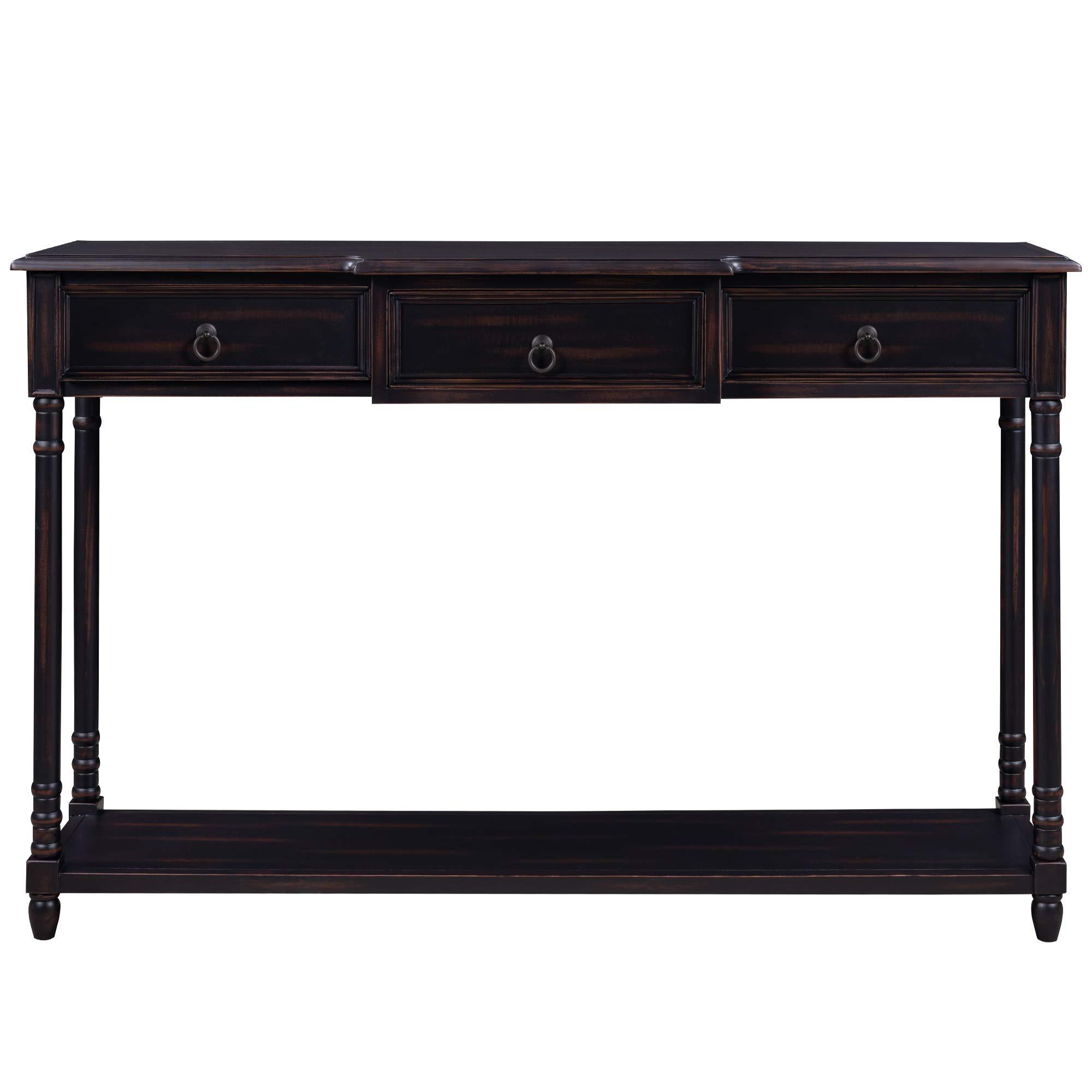 HomeLoft Basics Console Table Sofa Table with Drawers for Entryway with Projecting Drawers and Long Shelf (Espresso)