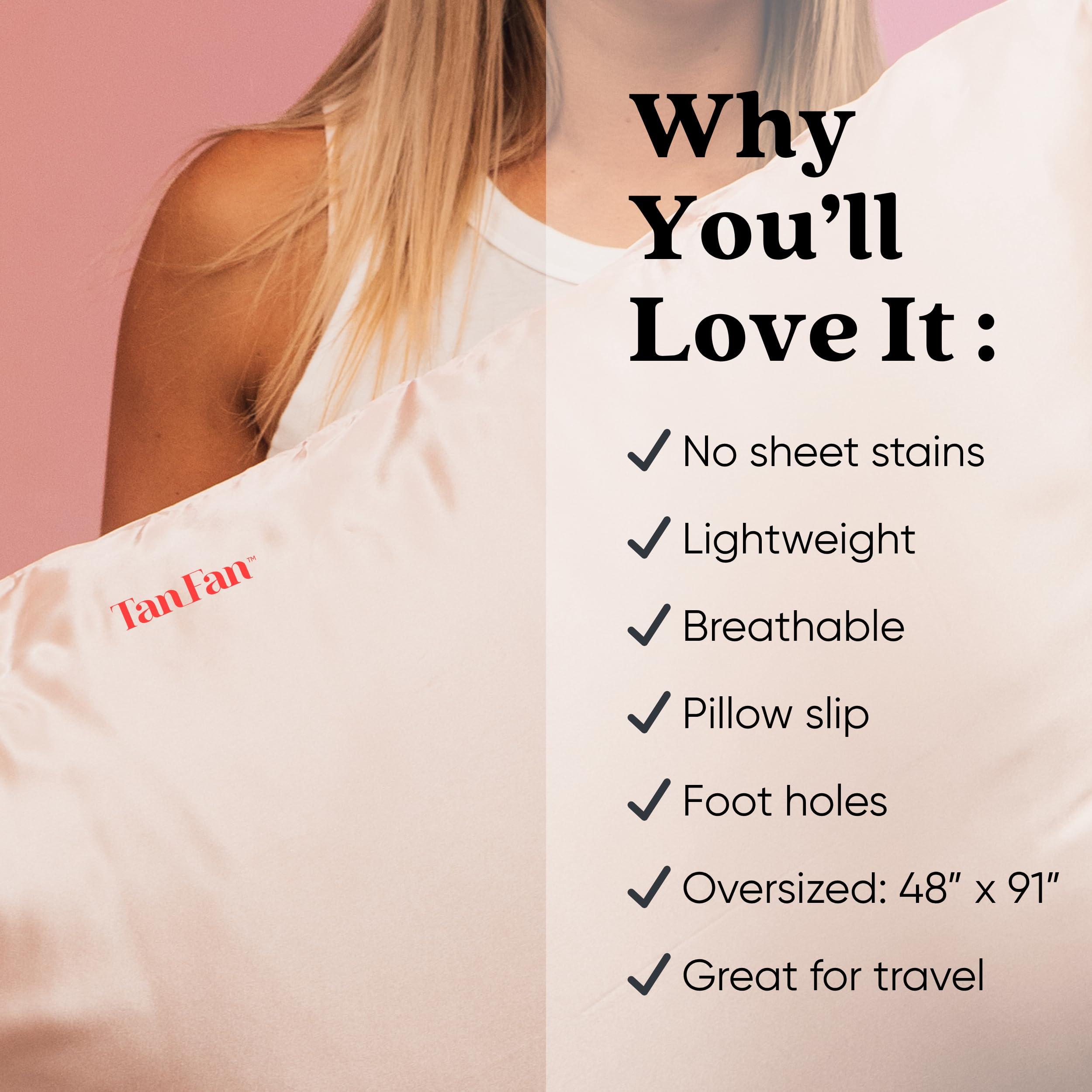 Tan Fan Tan Fan Self Tan Sleep Sac - Keep Sheets Clean from Self Tanner Stains - 100% Cool Silky Lightweight Poly - Wont Transfer Rub or Absorb Tanning Lotion - Roomy Breathable Large w Foot Openings (Pink)