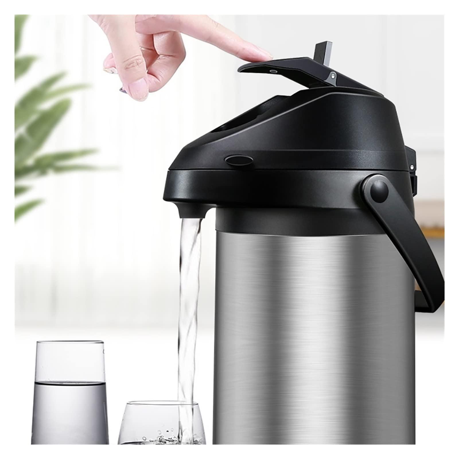 WIGSELBL Air Pot Beverage Dispenser,Thermal Coffee Carafe,Insulated Stainless Steel Coffee Dispenser with Pump,Thermos Coffee Carafe for Keeping Hot Coffee & Tea Hot for 12 Hours ( Color : Silver , Size : 2.5L