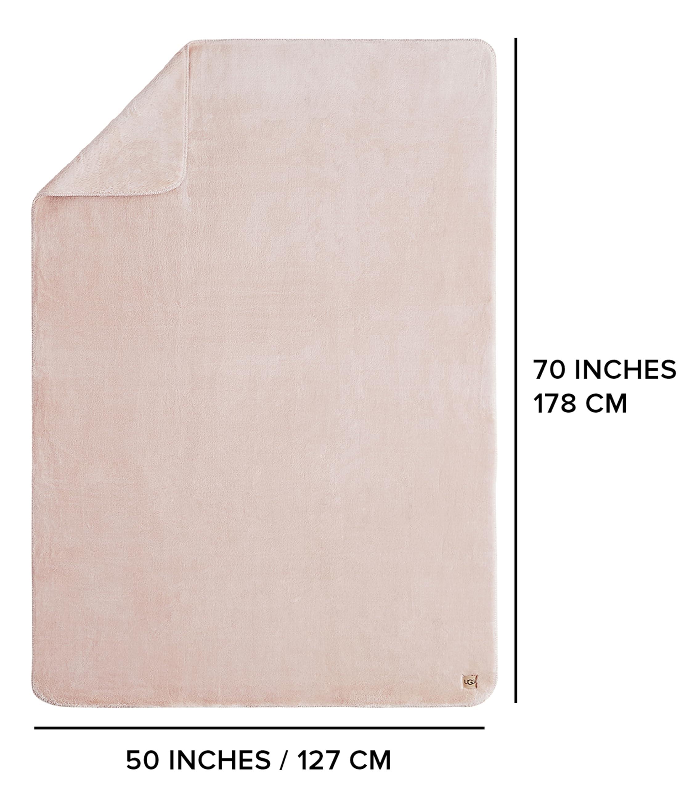 UGG UGG Whitecap Plush Throw Blanket Fleece Lightweight Soft Cozy Throw for Couch Luxury Home Decor for Living Room Machine Washable Hypoallergenic Flannel Blankets, 50-inch x 70-inch, Light Pink Quartz