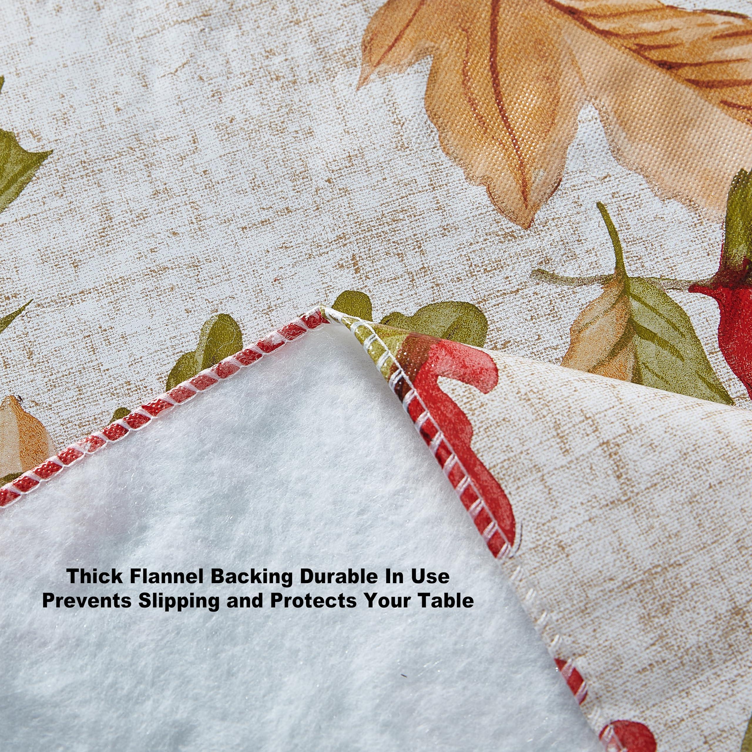 Newbridge Newbridge Rustic Fall Acorn and Leaf Print Autumn Vinyl Flannel Backed Tablecloth, Thanksgiving Autumn Leaves Kitchen Dining Room Vinyl Tablecloth with Flannel Backing, 52\" x 52\" Square