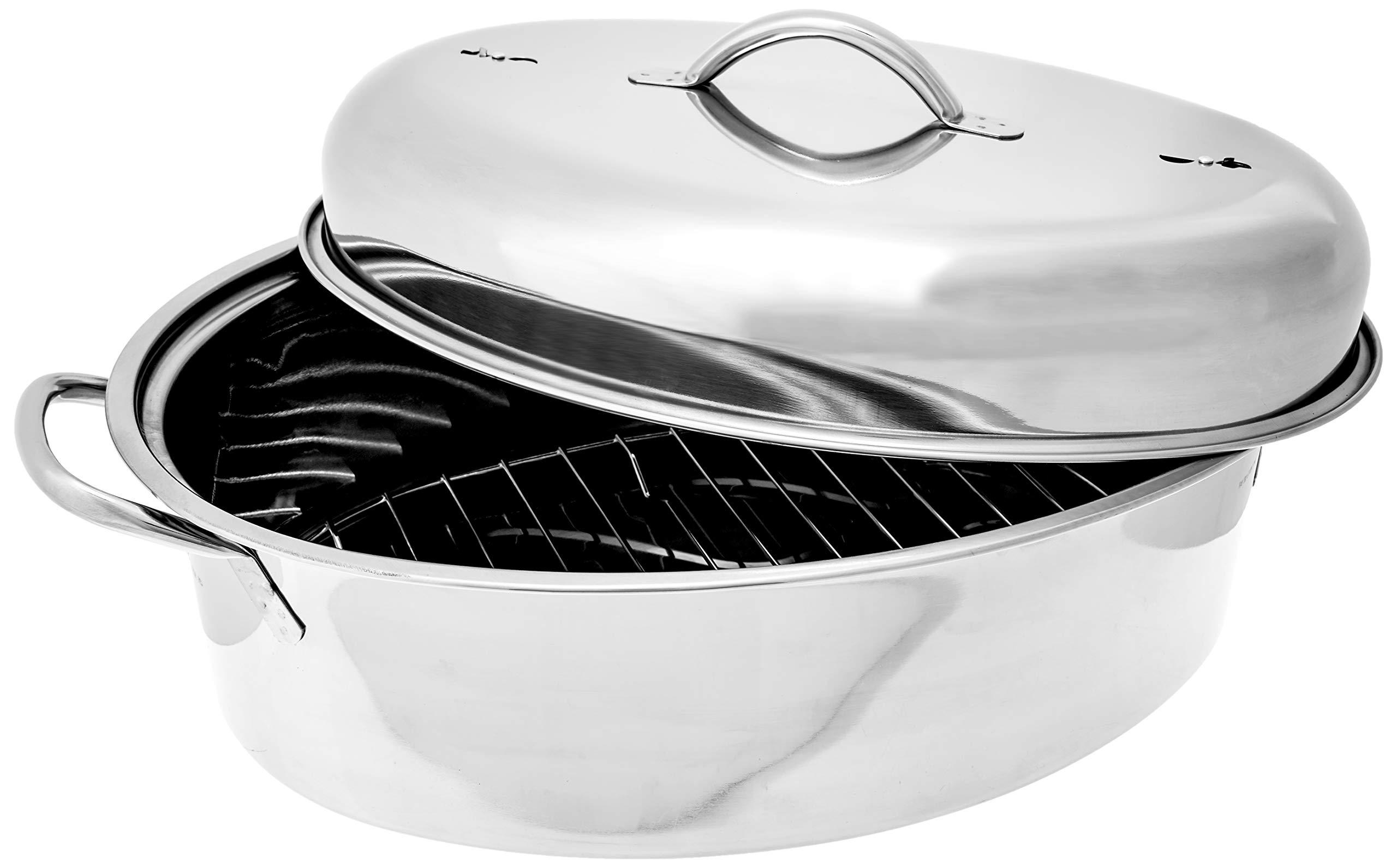 Fox Run Fox Run Oval Roaster Set, Stainless Steel, 10-Quart